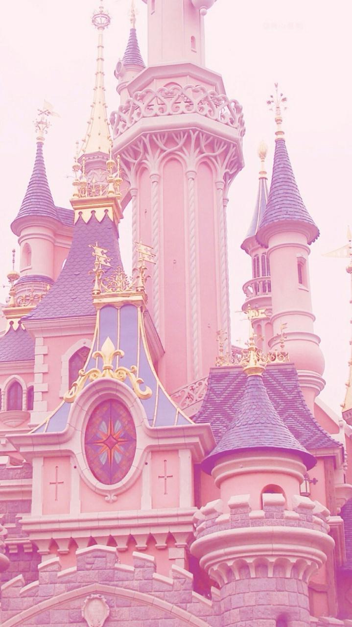 castle, disney, pastel, pink, wallpaper, beautiful, beauty