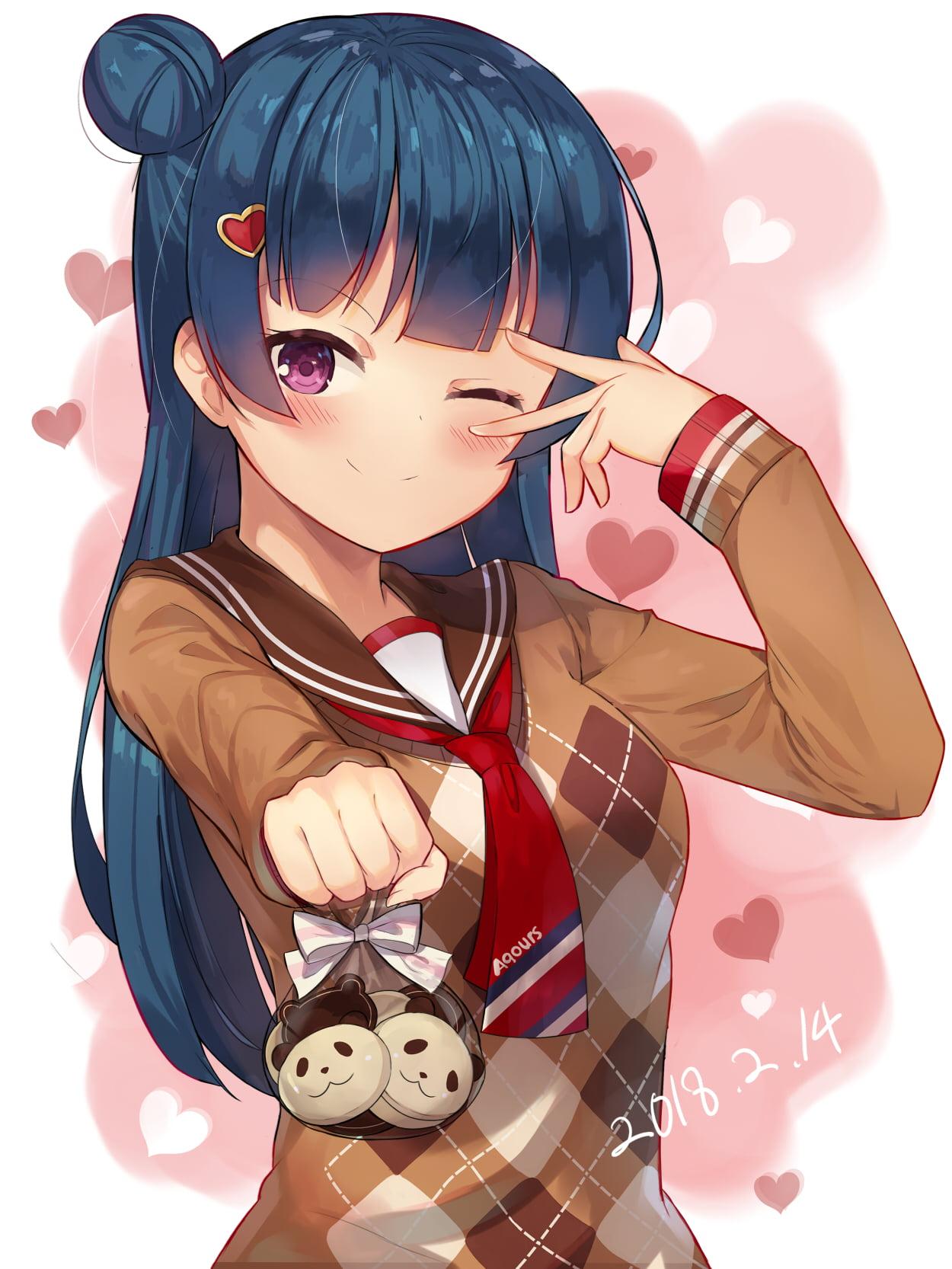 Anime female character digital wallpaper, Valentine's Day