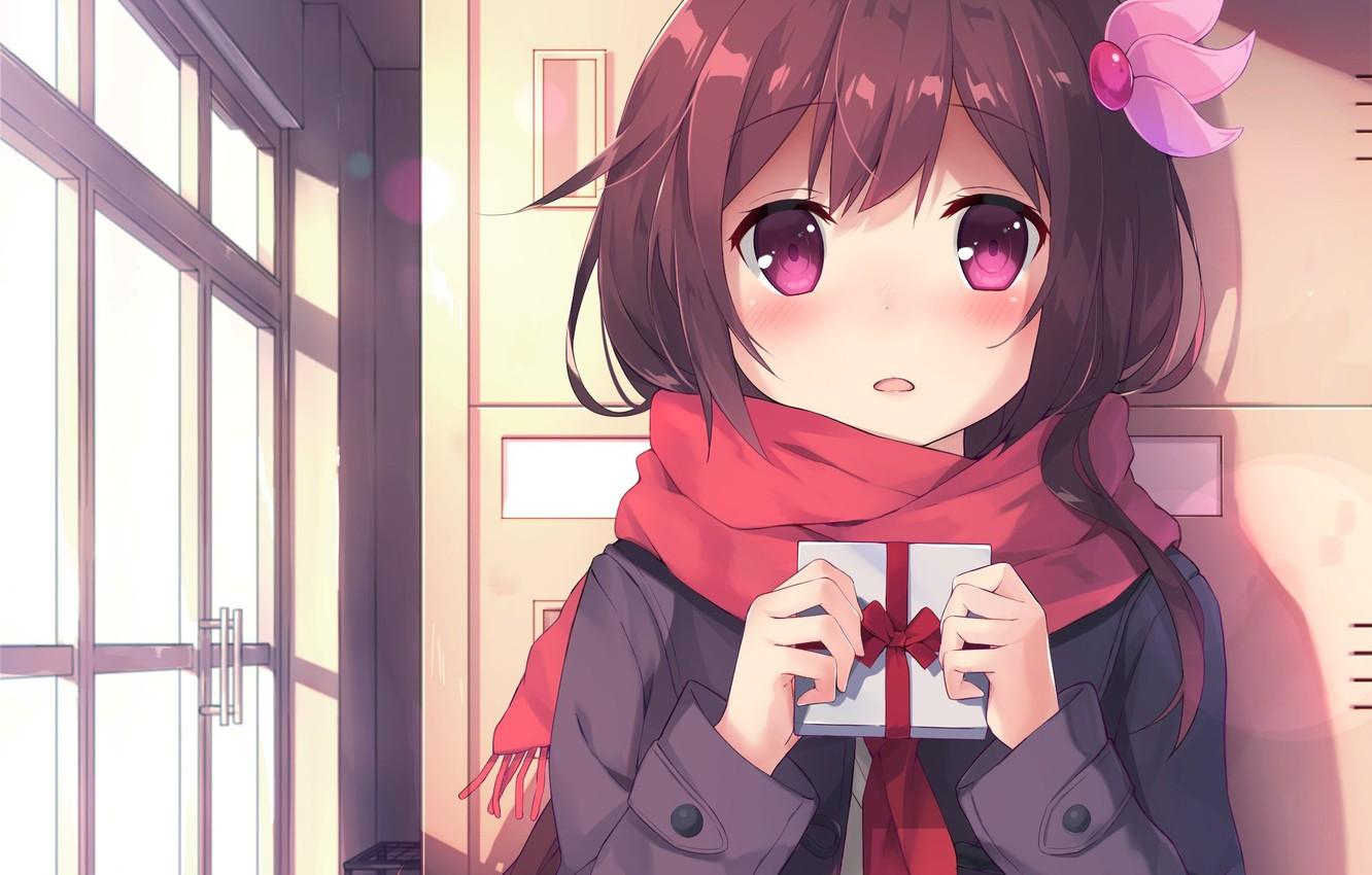 Wallpaper girl, anime, pretty, valentine's day, asian, japanese