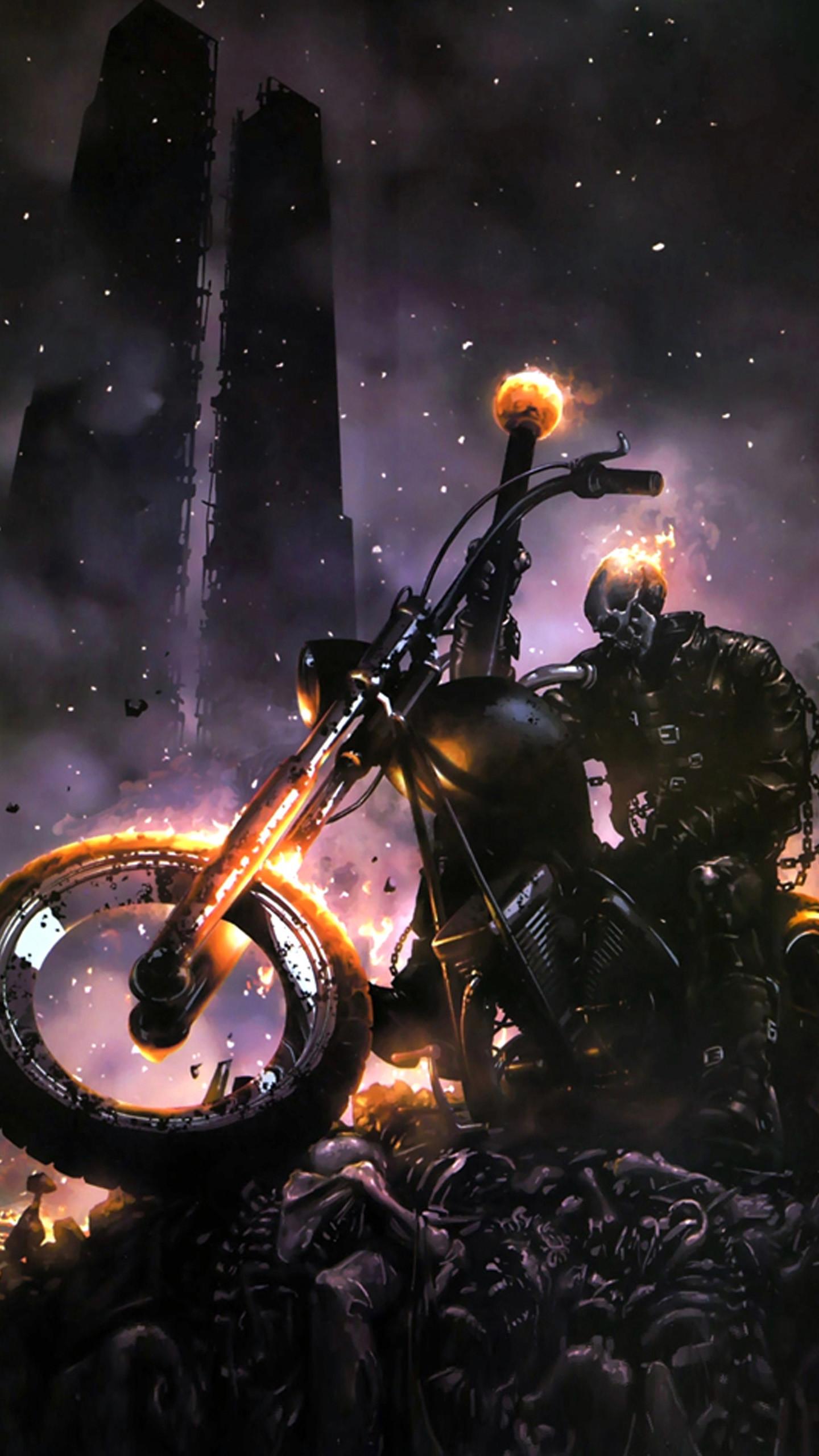 Background Skeleton Circuit Fire Flame Ghost Rider Rider
