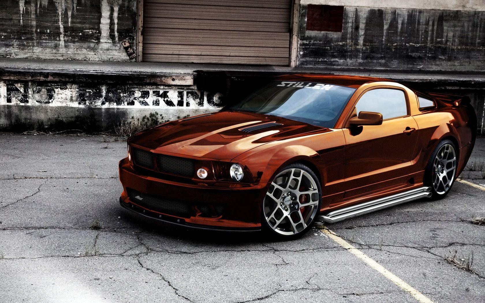 Gold coupe, Ford Mustang HD wallpaper