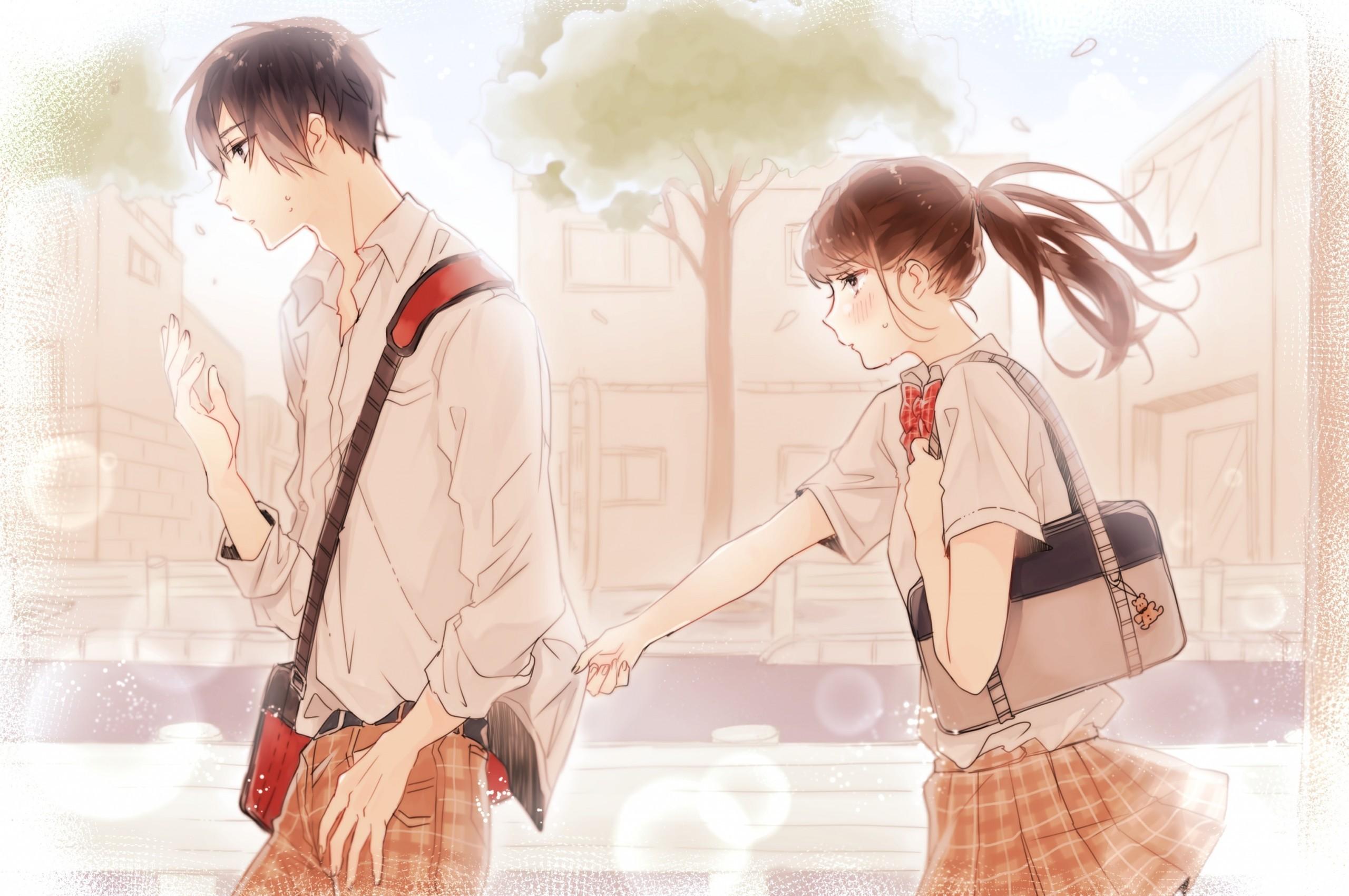 Download 2560x1700 Anime Couple, Shoujo, School Uniform