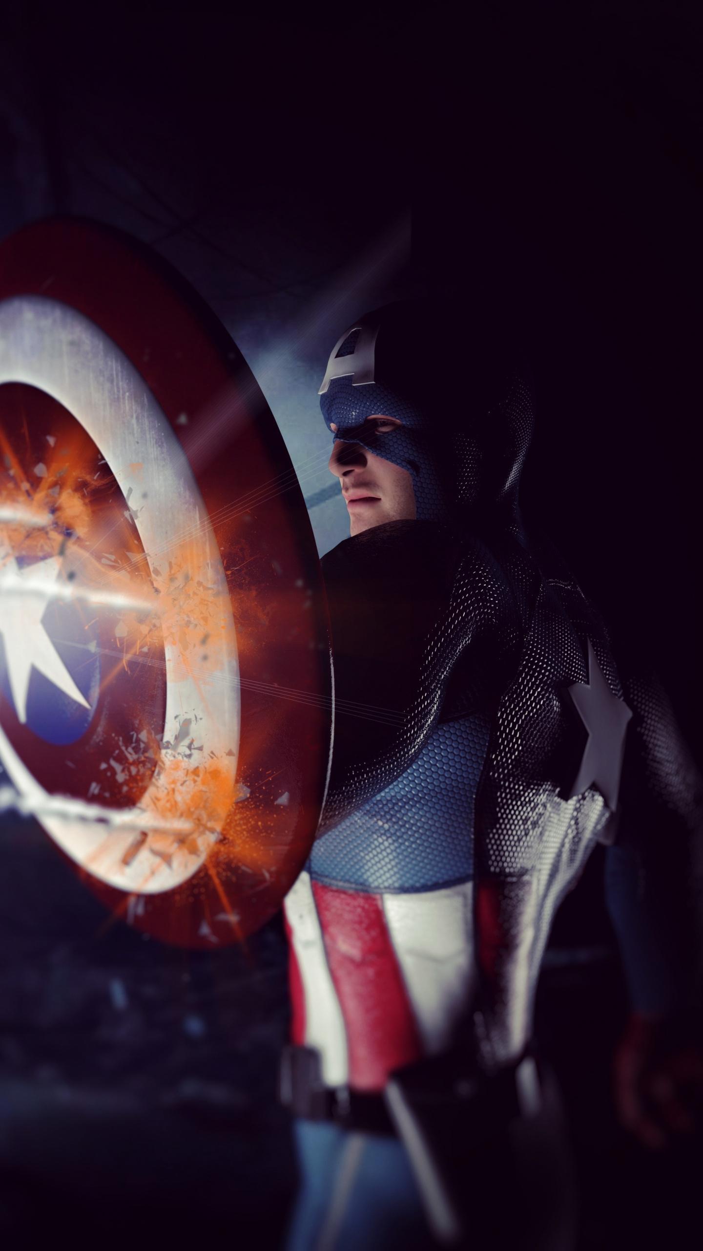Download 1440x2560 wallpaper captain america, shield