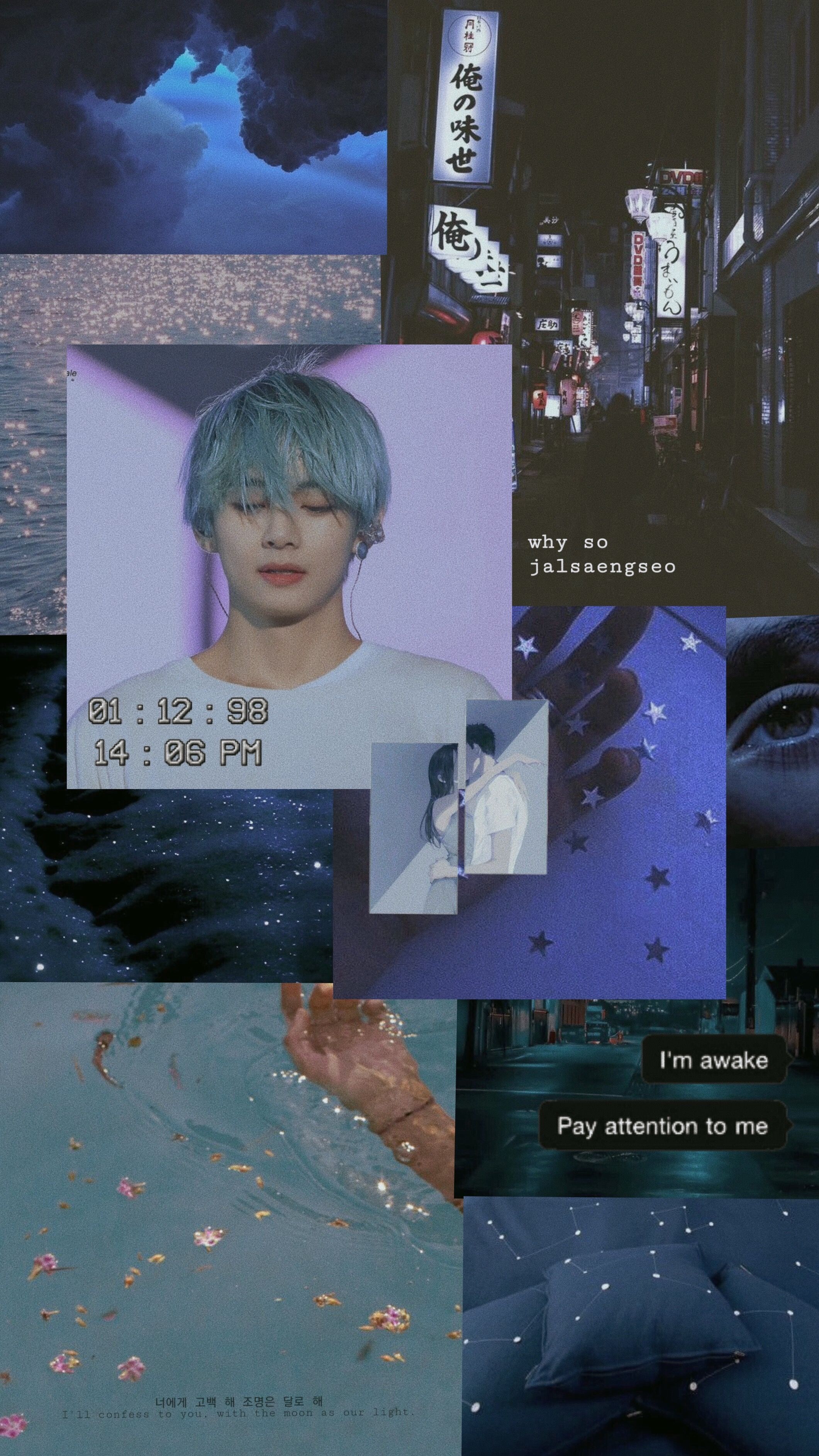 v/ kim taehyung bts blue aesthetic wallpaper. Kim taehyung