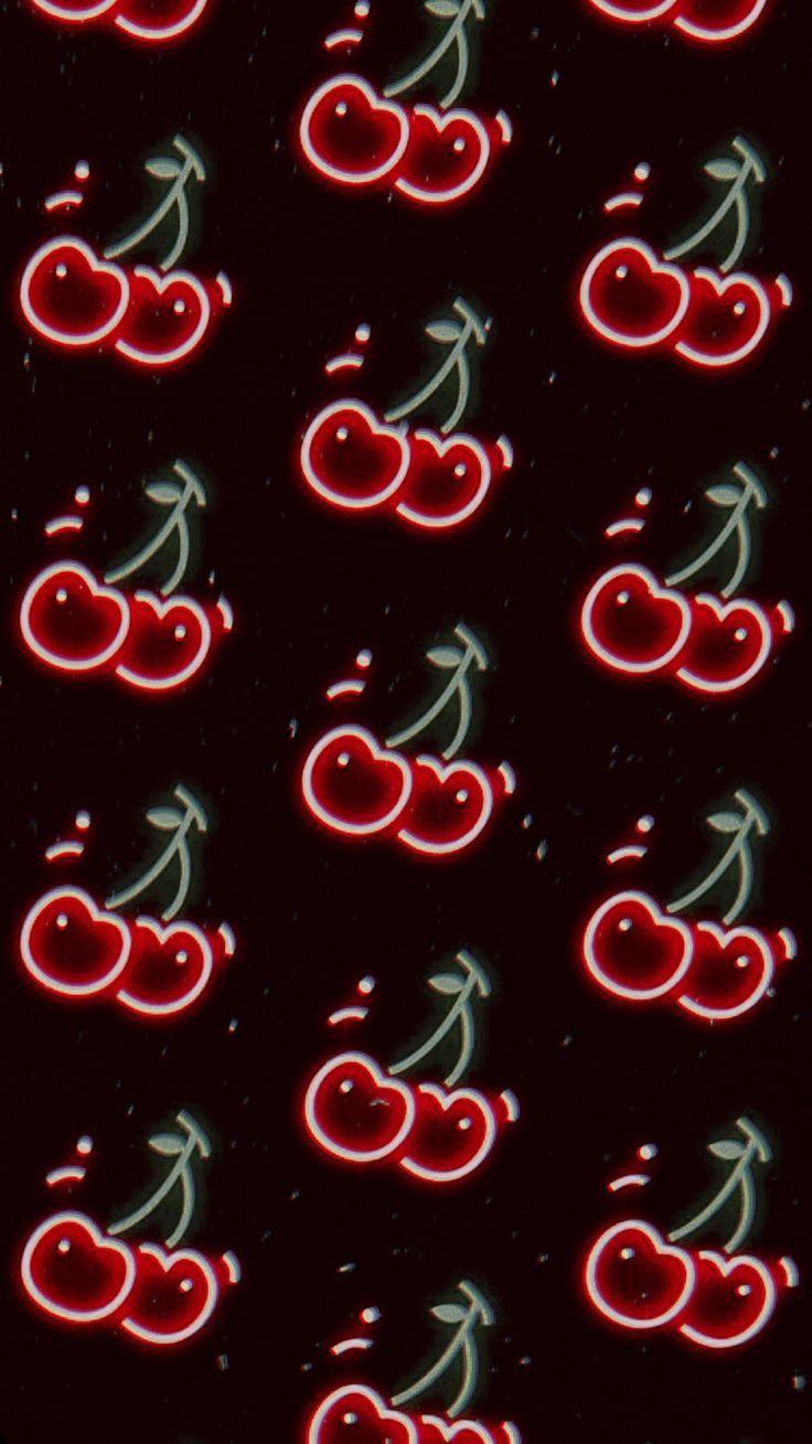 iPhone Wallpaper #cherries #wallpaper #neon #retro