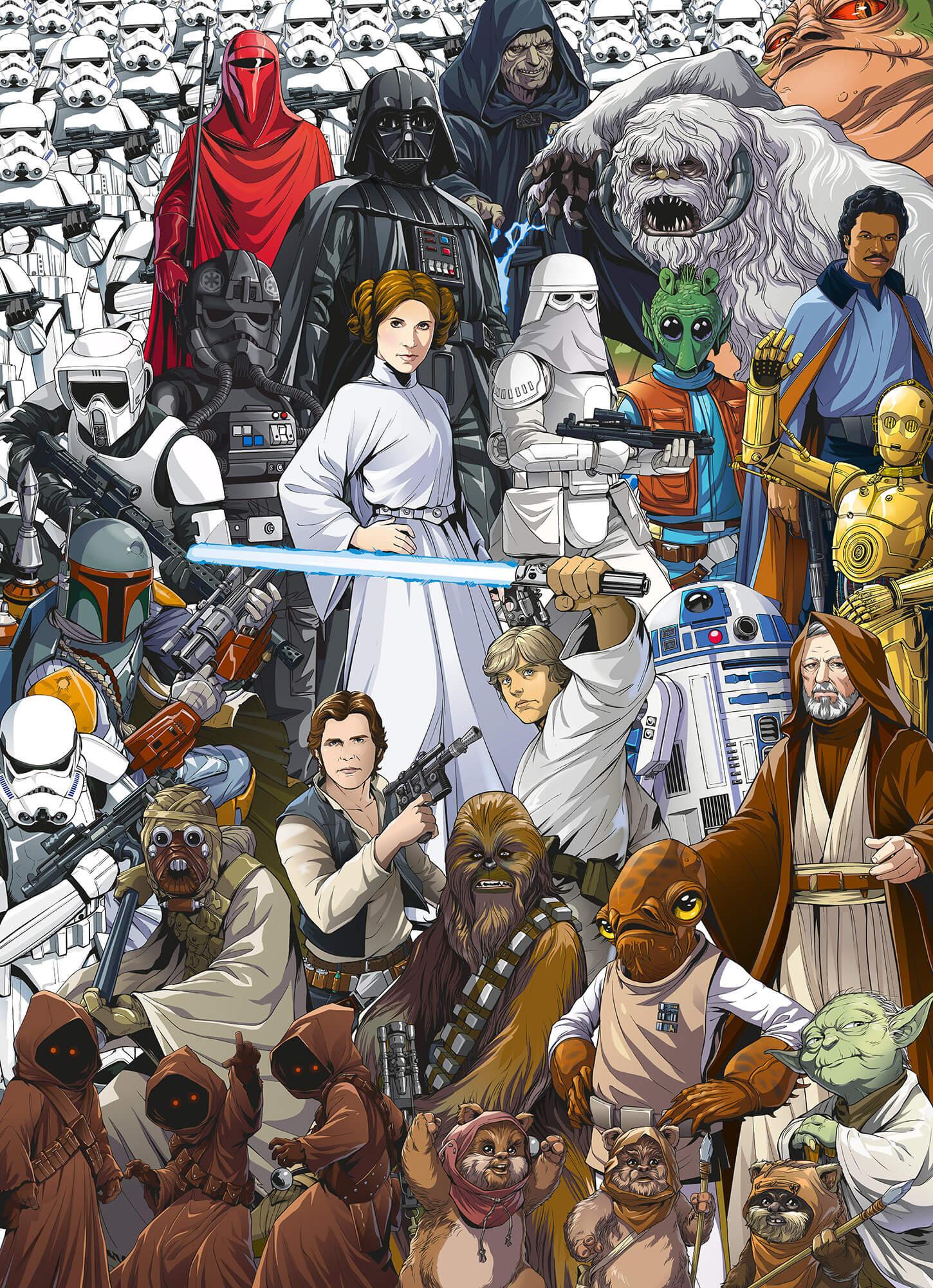 Wall mural wallpaper Star Wars retro collage 254x184cm Man's cave feature wall 4036834241117