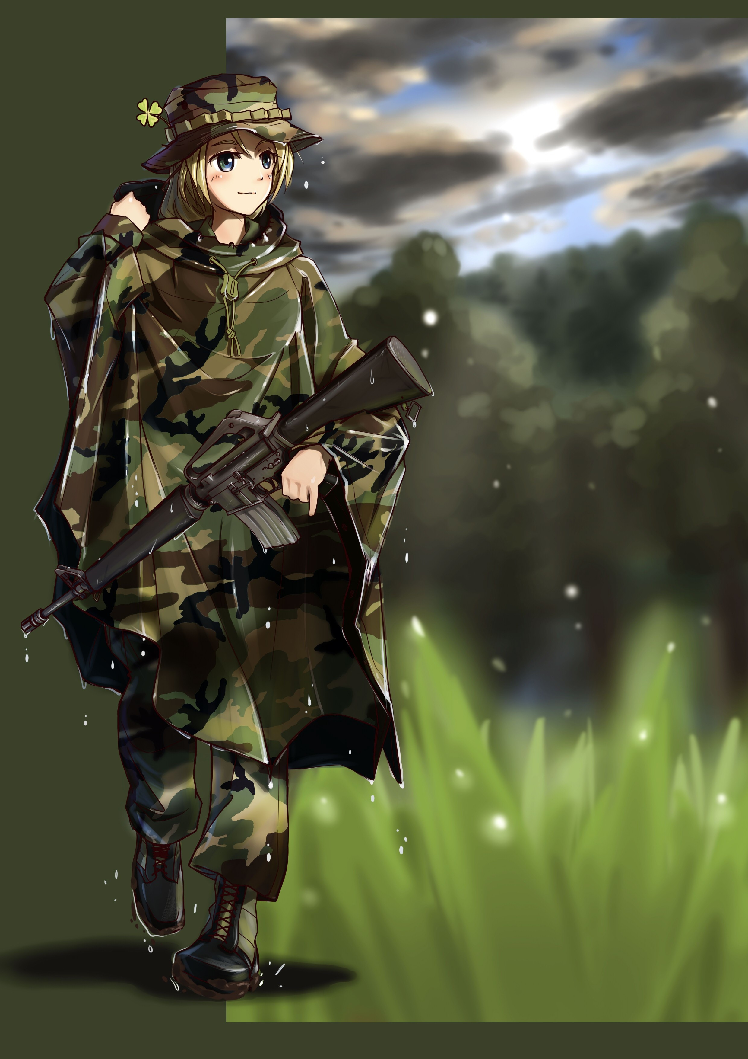 Download 2480x3508 Anime Girl, Military Uniform, Guns