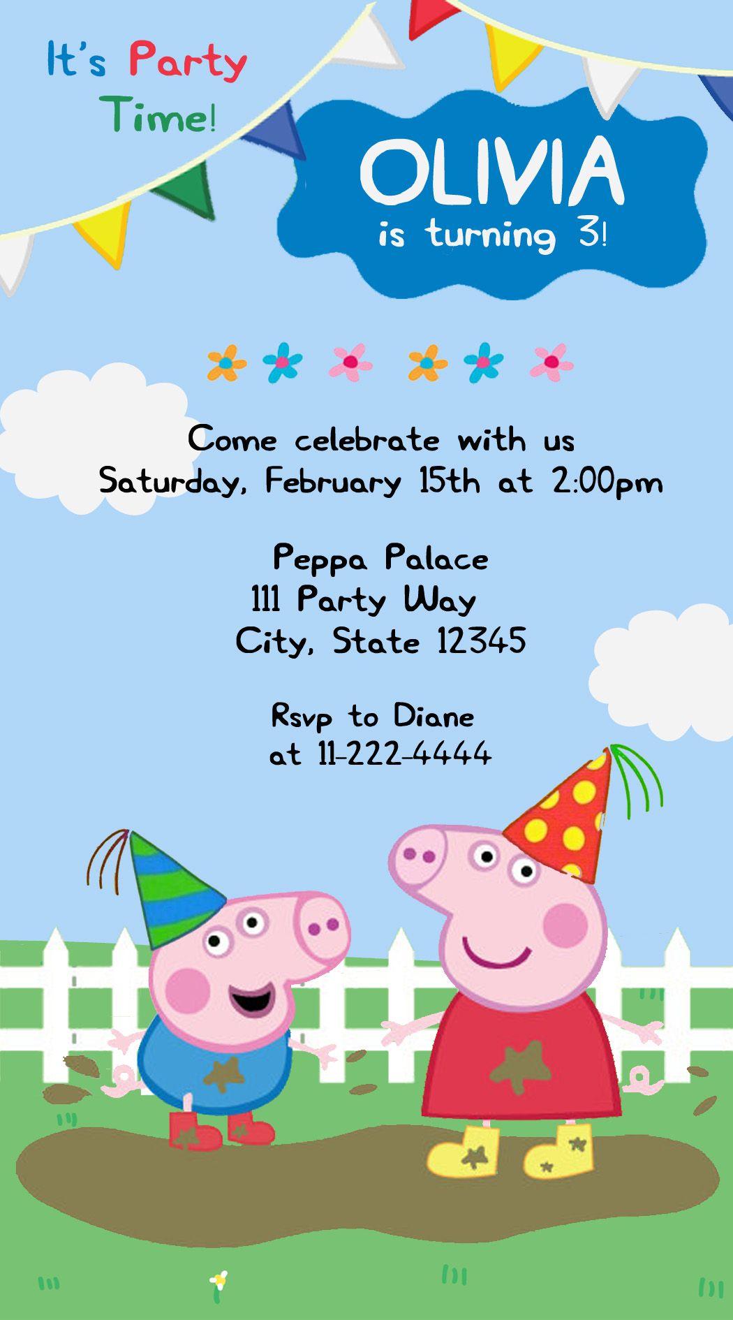 Peppa Pig invitations and more. Printed and mailed