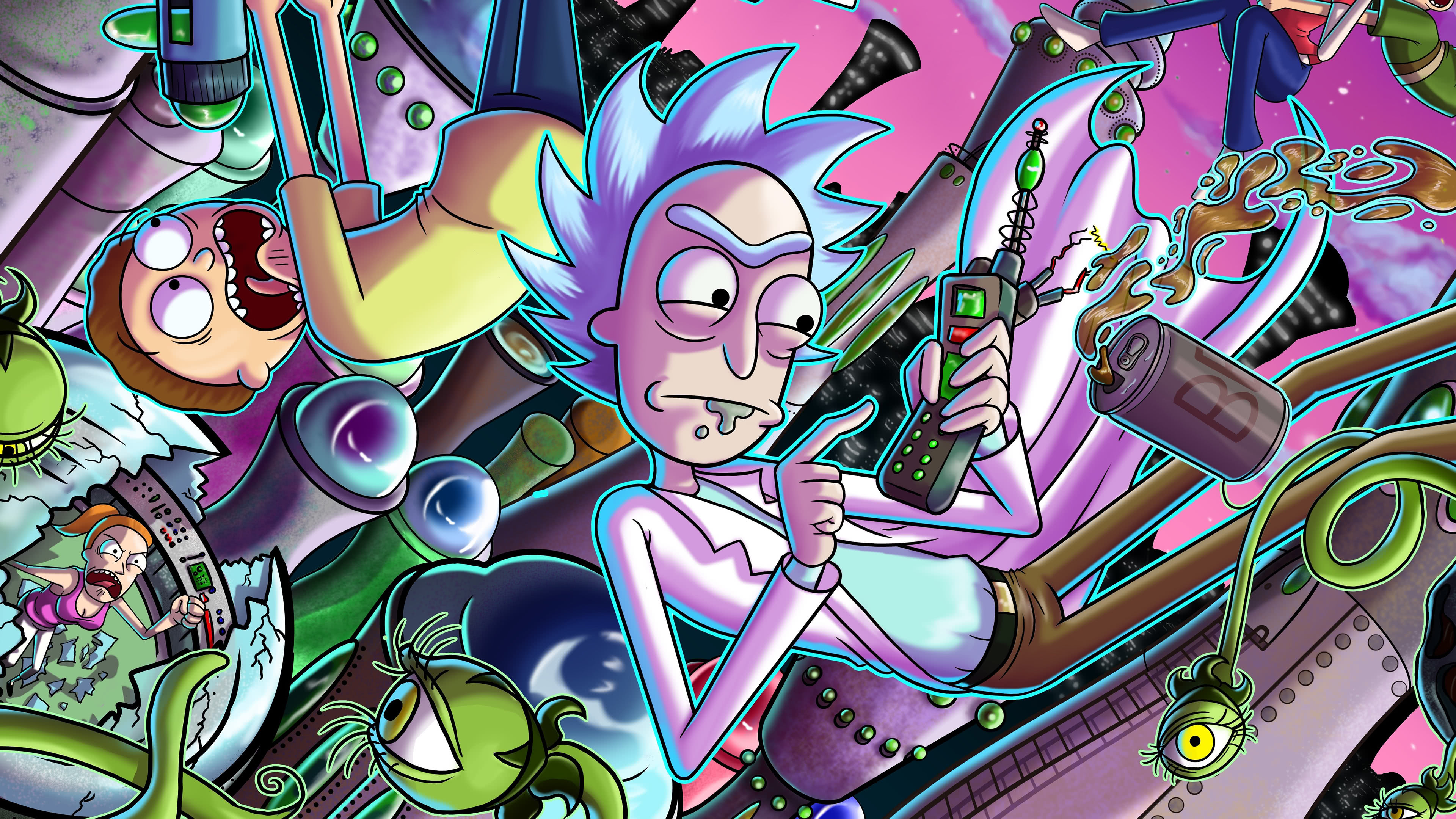 7680x4320 Resolution Galaxy Rick and Morty 8K Wallpaper