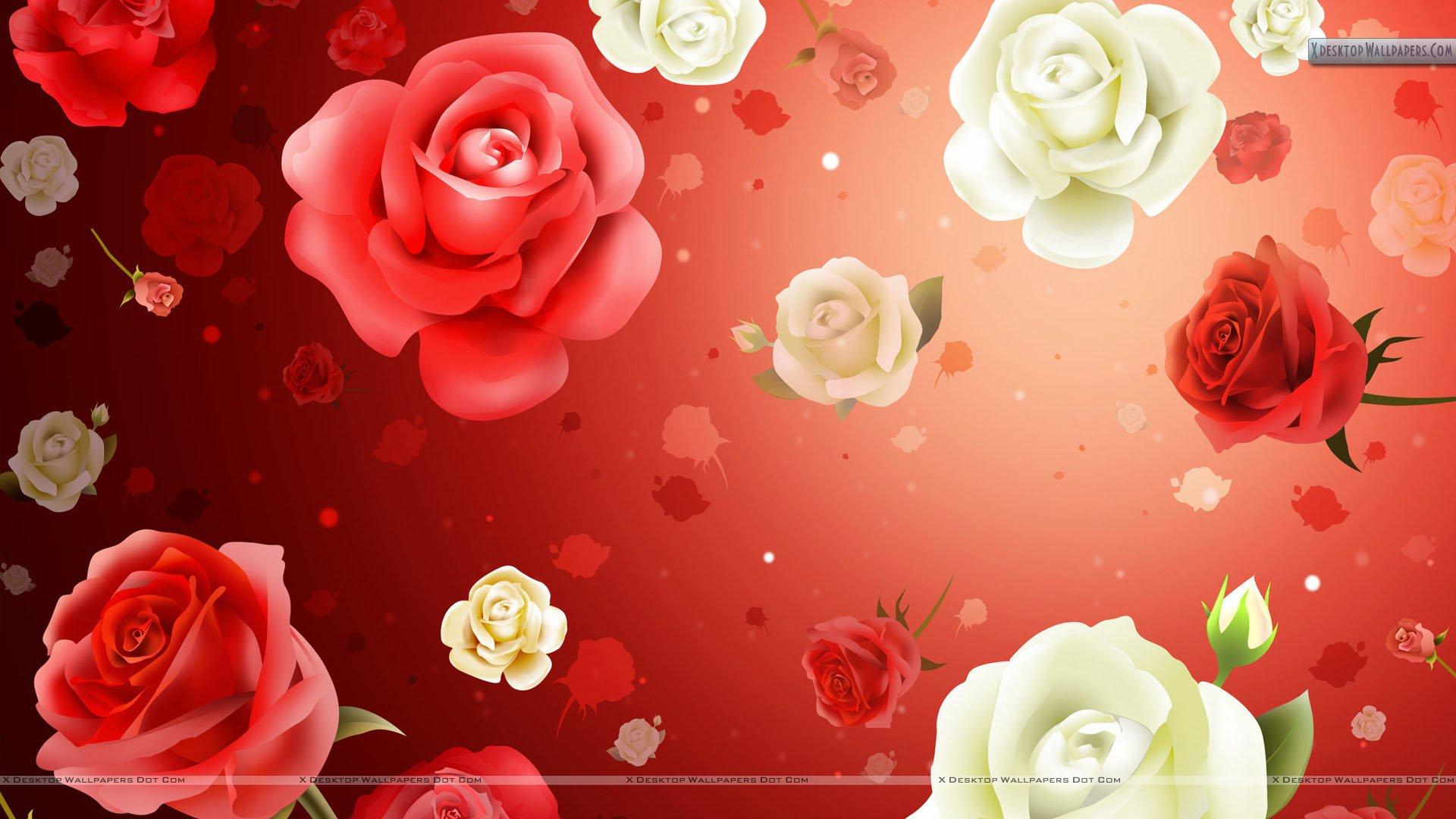 Lots Of 2D Flowers For Valentines Day Wallpaper