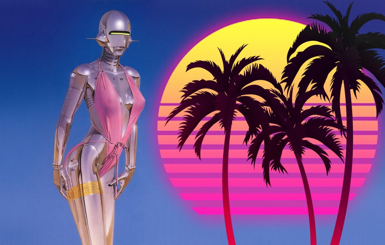 Wallpaper Music, Girl, 80s, Robot, 80's, Synth, Retrowave, Synthwave, New Retro Wave, madeinkipish, Futuresynth, Sintav, Retrouve, Outrun image for desktop, section арт