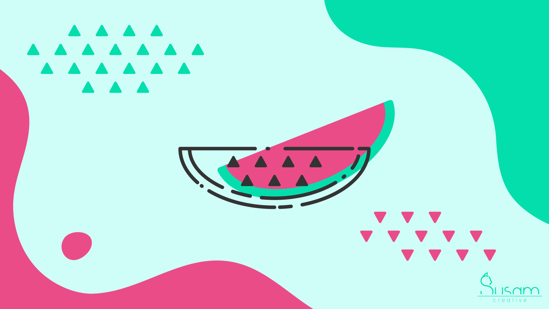 A Slice Of Watermelon, Black Outline And Inside Of