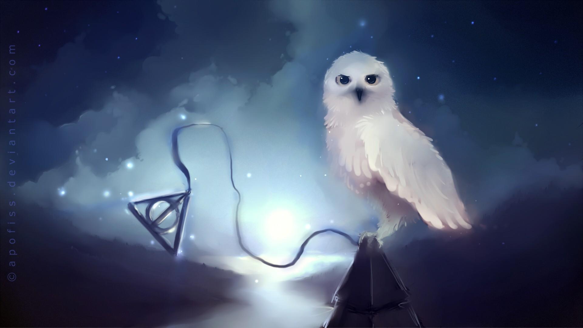 fantasy, birds, , Harry Potter, owls, artwork