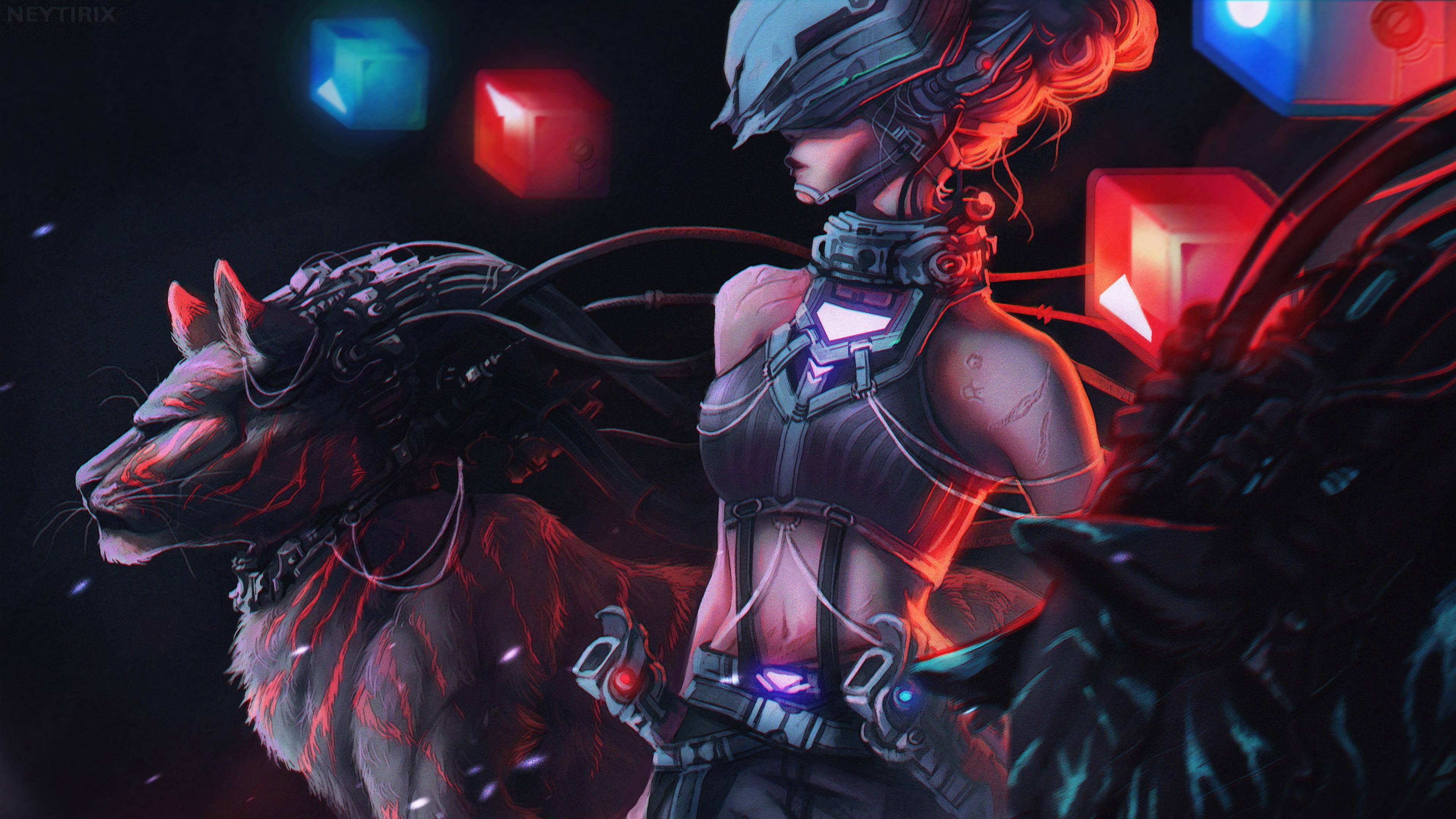 Tiger Girl Cyberpunk 4k, HD Artist, 4k Wallpaper, Image