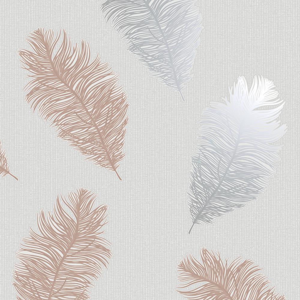 Details about Feathers Wallpaper Glitter Metallic Rose Gold Silver Grey Textured Holden
