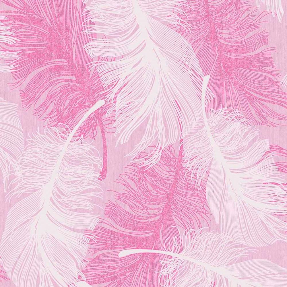 Details about Coloroll Feather Wallpaper M0963 Quill Glitter Pink White Silver