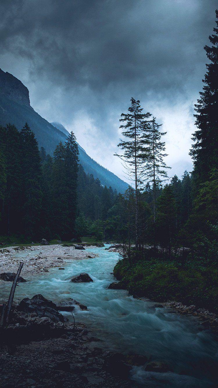 Mountain Wood Night Dark River Nature Blue. Nature