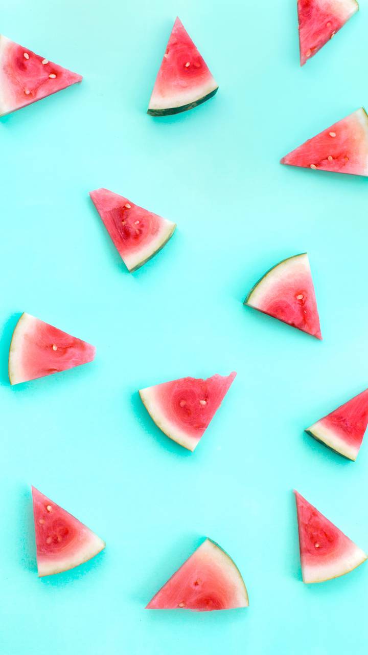 Wallpaper, Watermelon, And Blue Image Watermelon