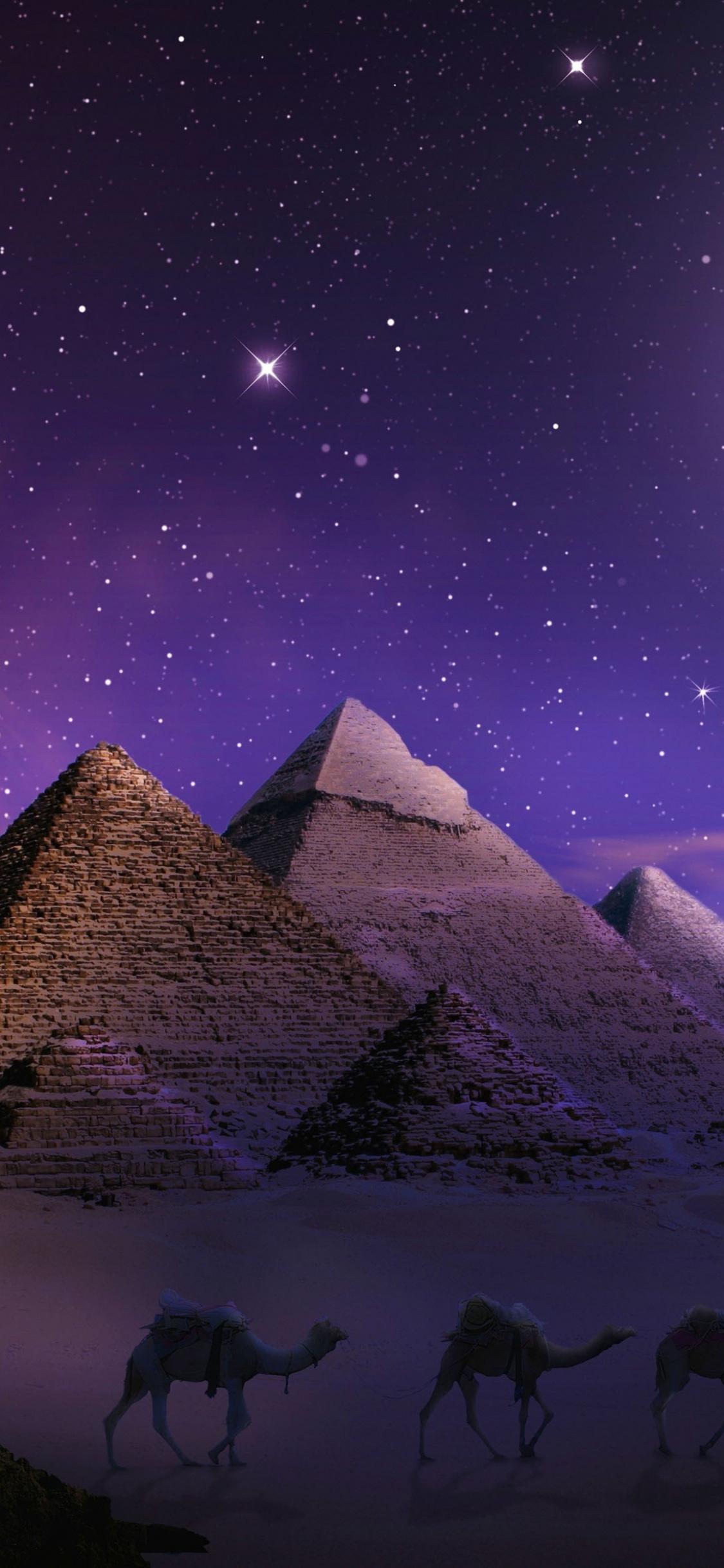 Download 1125x2436 wallpaper photohop, pyramids, egypt