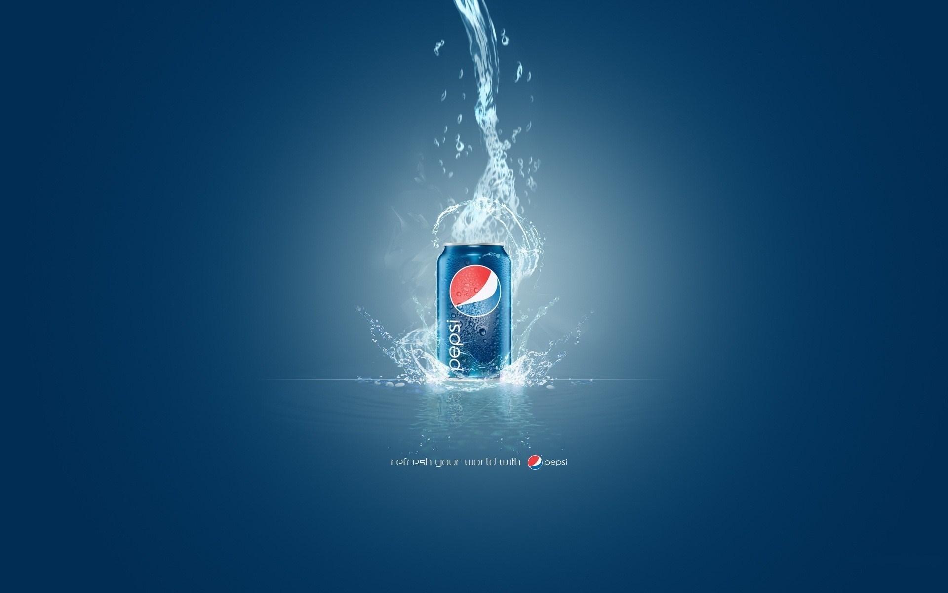 Pepsi Can Water Splash Logo Desktop Wallpaper
