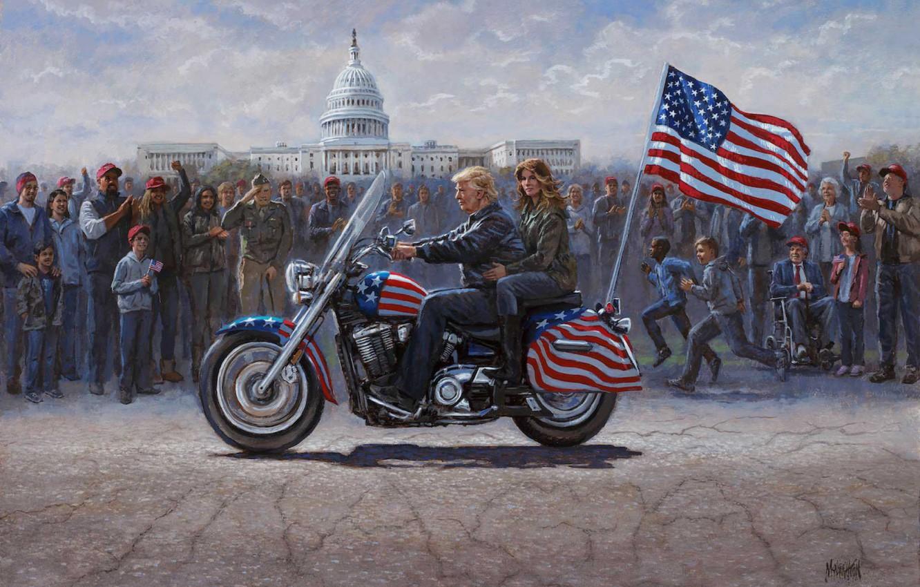 Wallpaper Jon McNaughton, Donald Trump, The President of the United States, MAGA Ride image for desktop, section живопись
