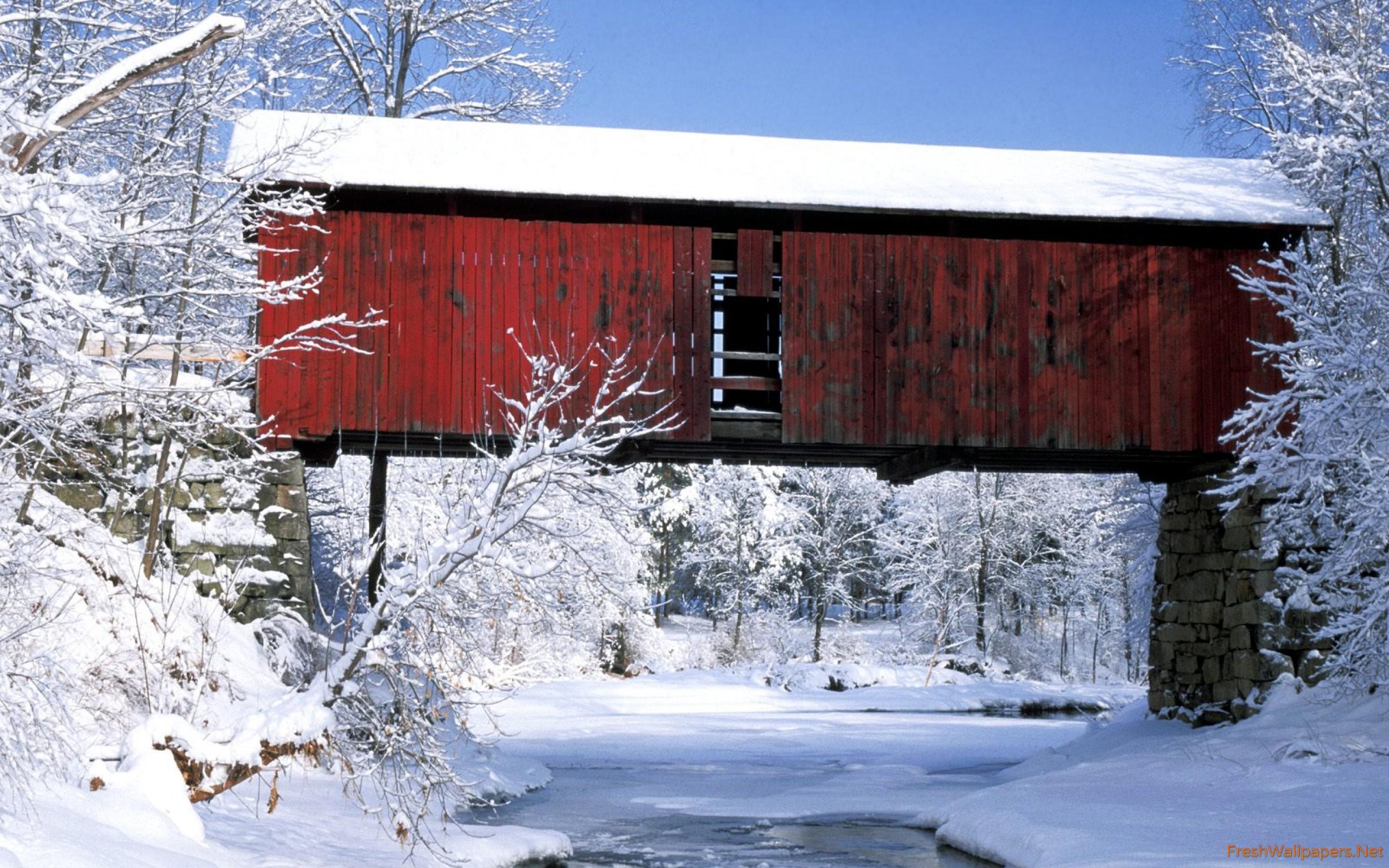 Rustic Bridge In Winter, Northfield Falls, Vermont