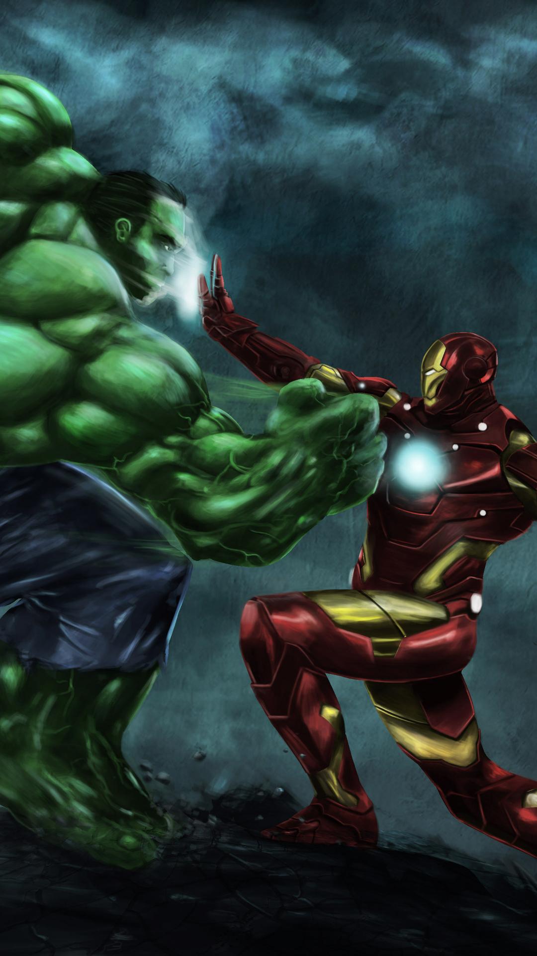 Iron Man Vs Hulk Art iPhone 6s, 6 Plus, Pixel xl