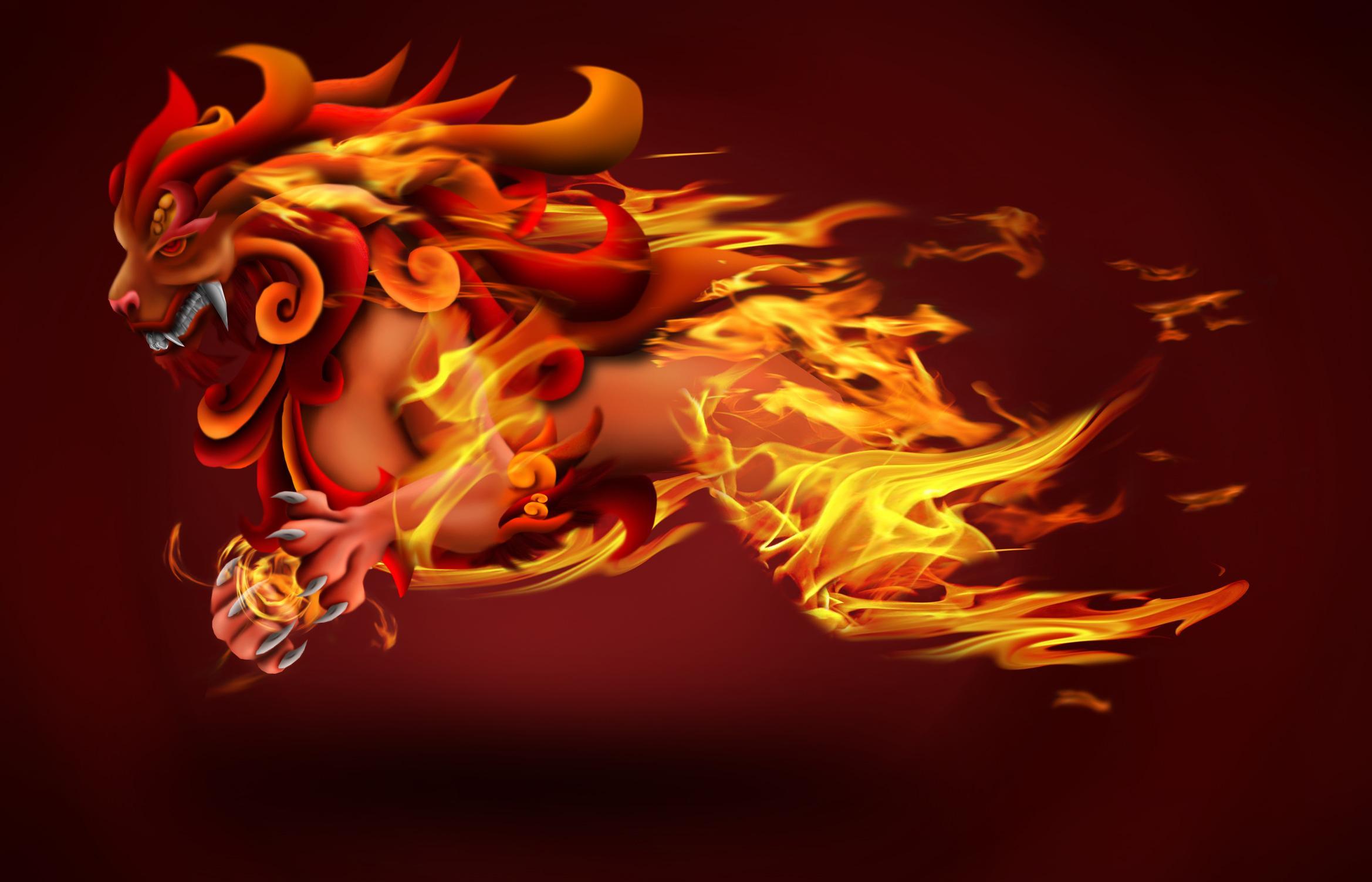 Fire Lion Wallpaper, Picture