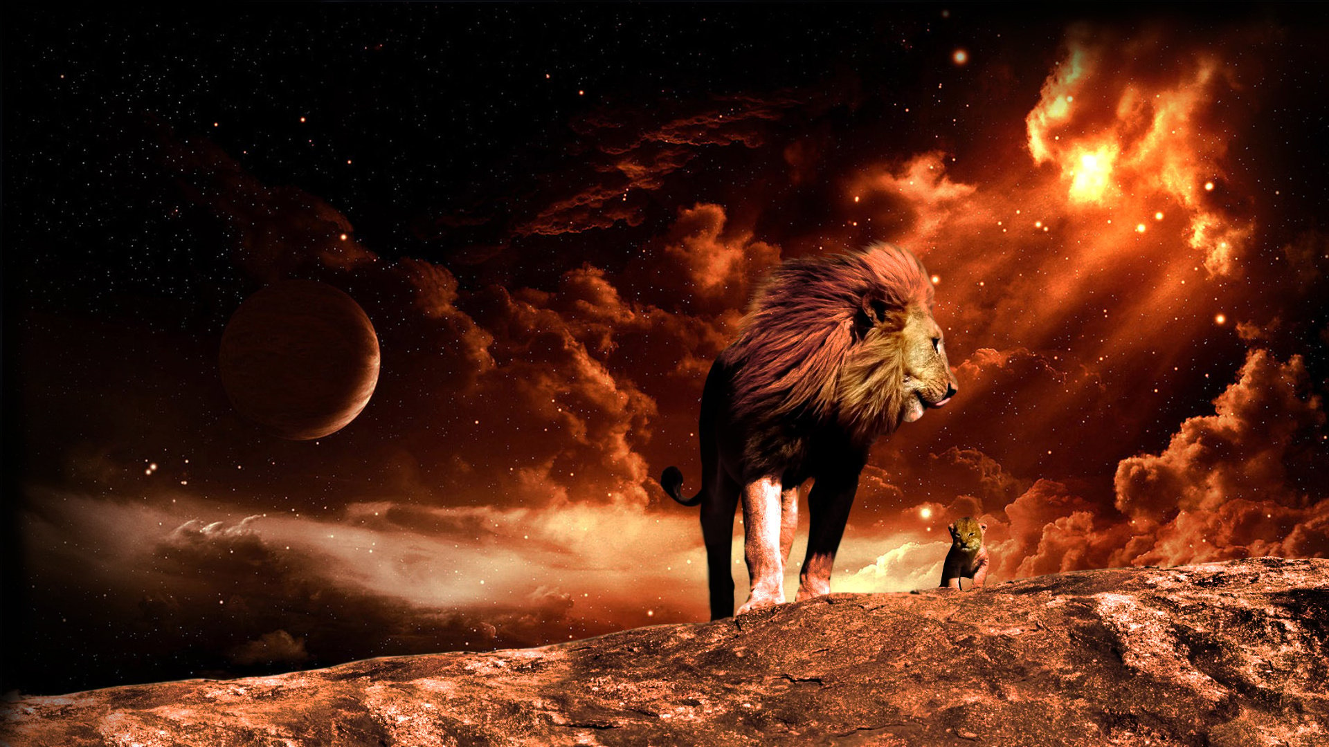 Wallpaper. Cosmos. photo. picture. lion, lion, space, fire