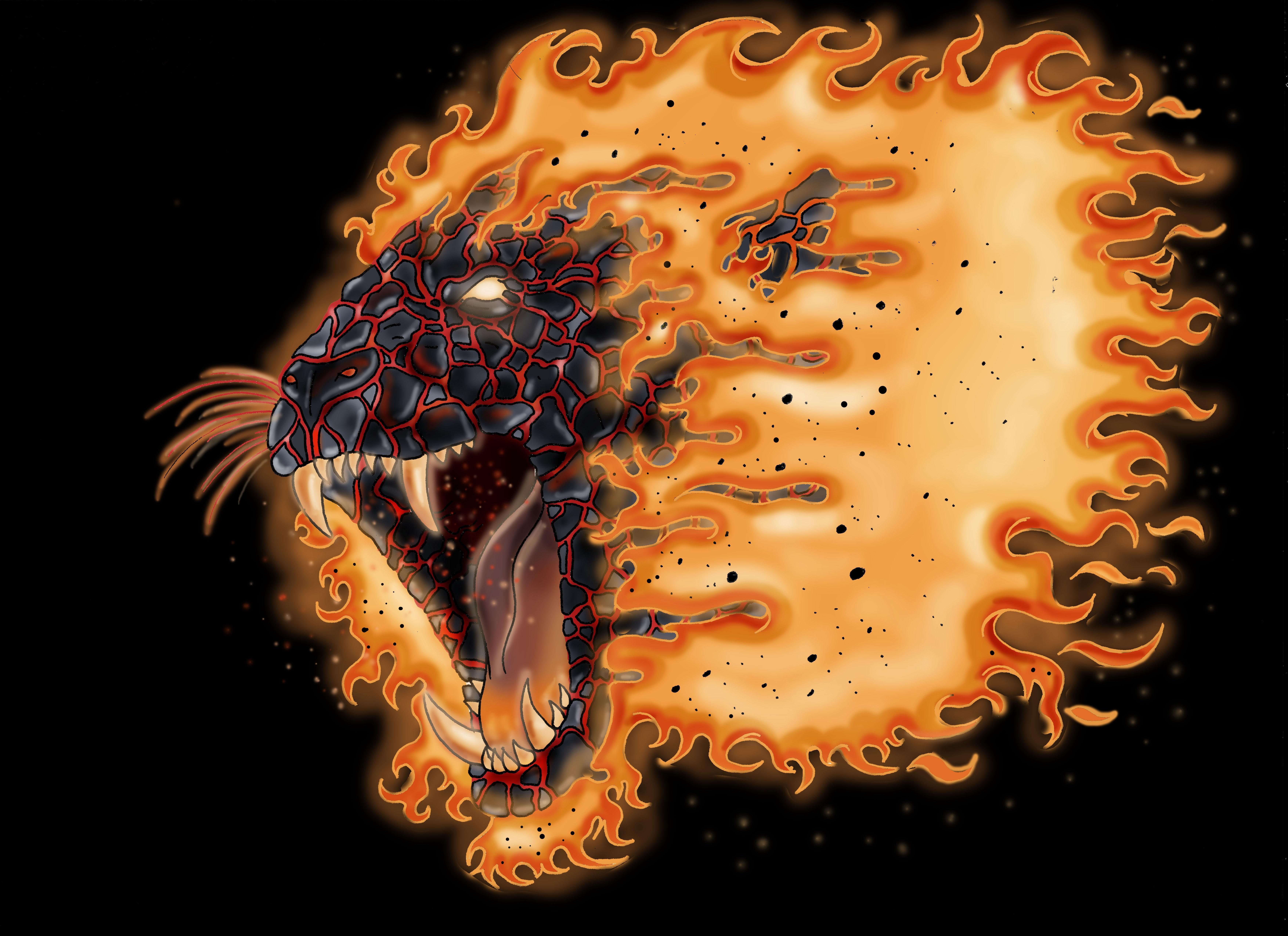 Wallpaper lion Fantasy Roar flame Magical animals 7014x5100
