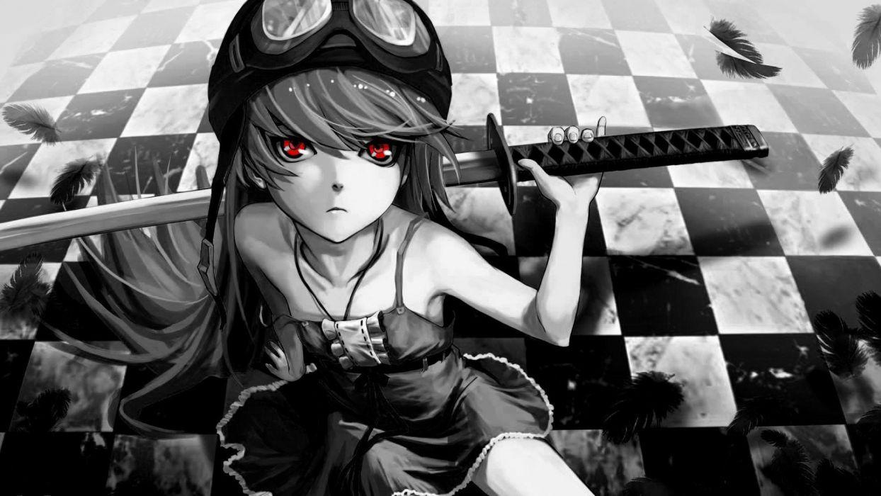 Black and White Anime Girl Wallpaper Free Black