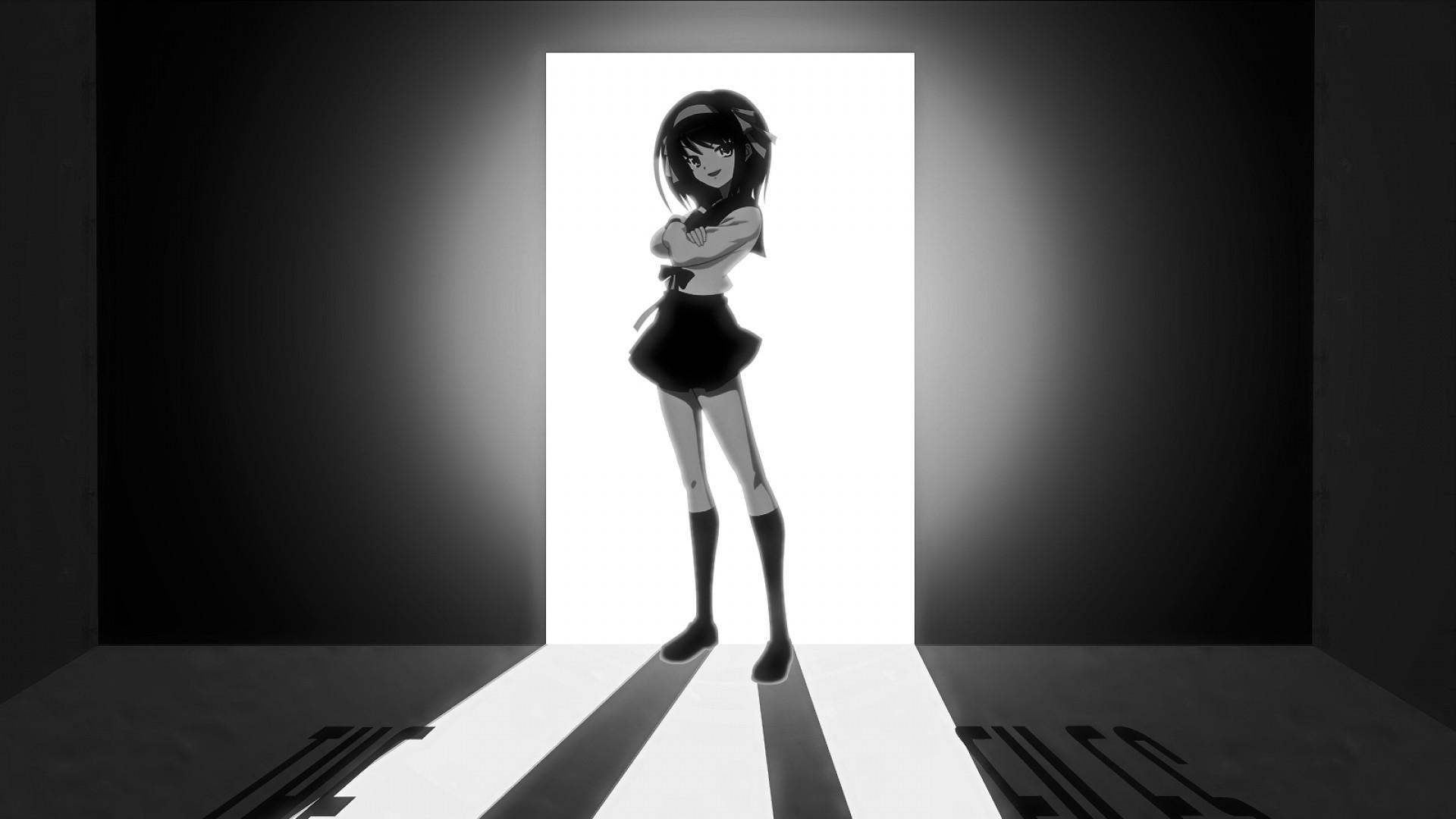 Anime Girl Black And White Wallpaper Desktop Wallpaper HD Image