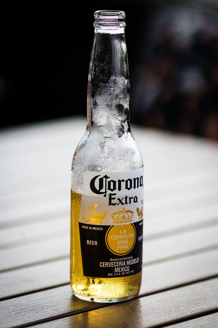 HD Wallpaper: Half Filled Corona Extra Glass Bottle, Alcohol, Beverage, Beer