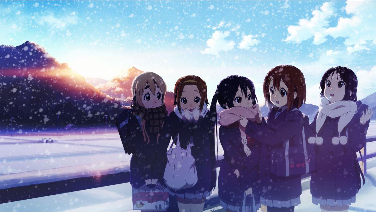 Anime Girls K ON! School Girl Winter Snow Wallpaperx1080