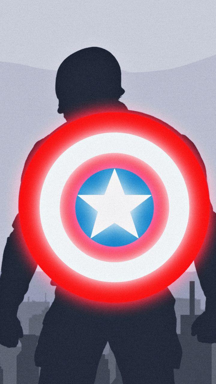 Captain america, shield, marvel, minimal, 720x1280 wallpaper