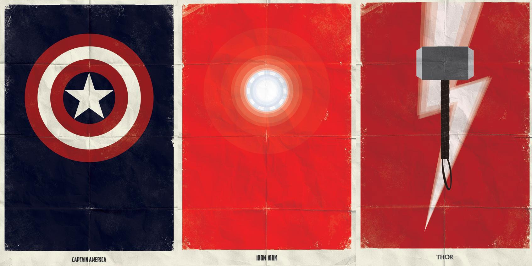 Free download minimalistic Iron Man Thor Captain America shield