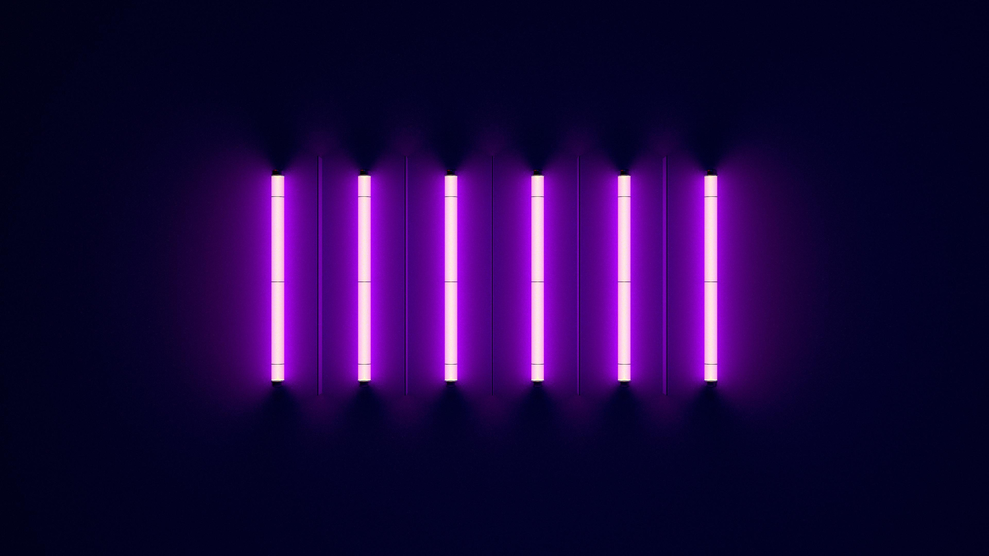 Purple Neon Lights 4K Wallpaper