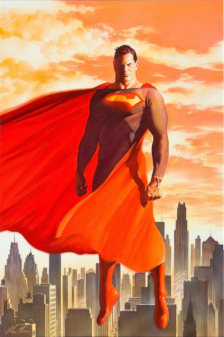 HD wallpaper: Superman, Alex Ross, DC Comics, architecture, orange color