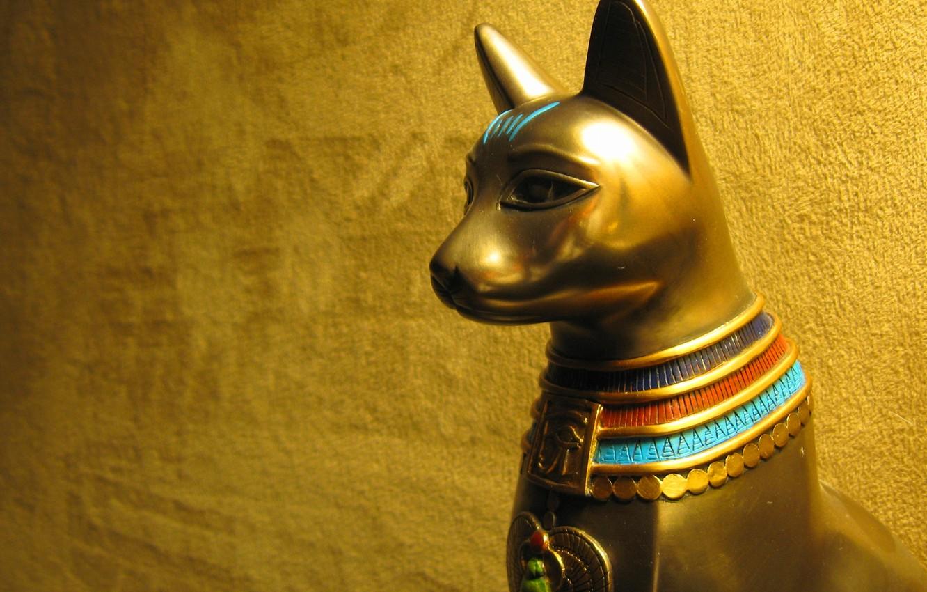 Wallpaper cat, Egypt, Bastet, the cult, Golden statue image