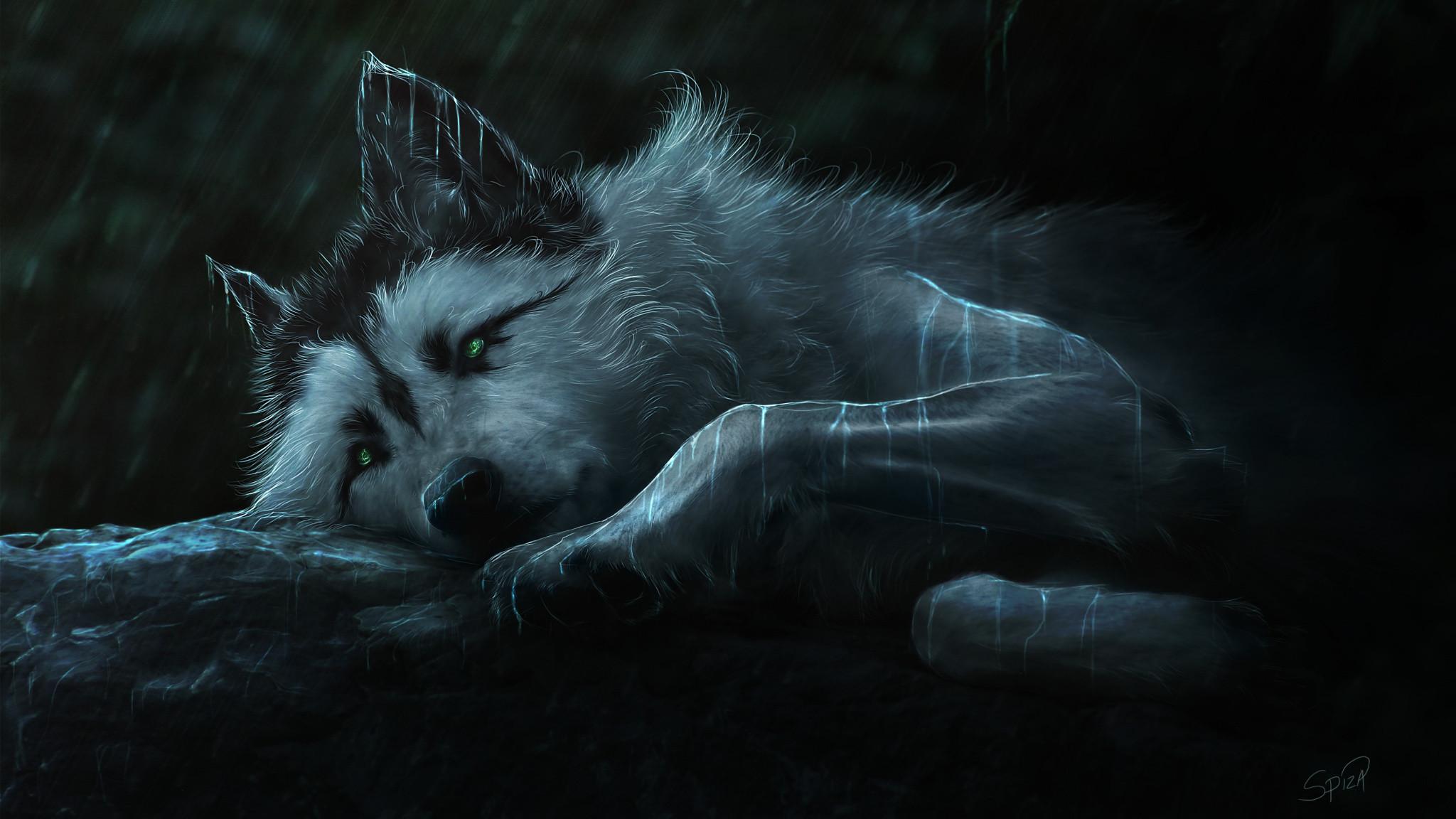 depressed anime wolf