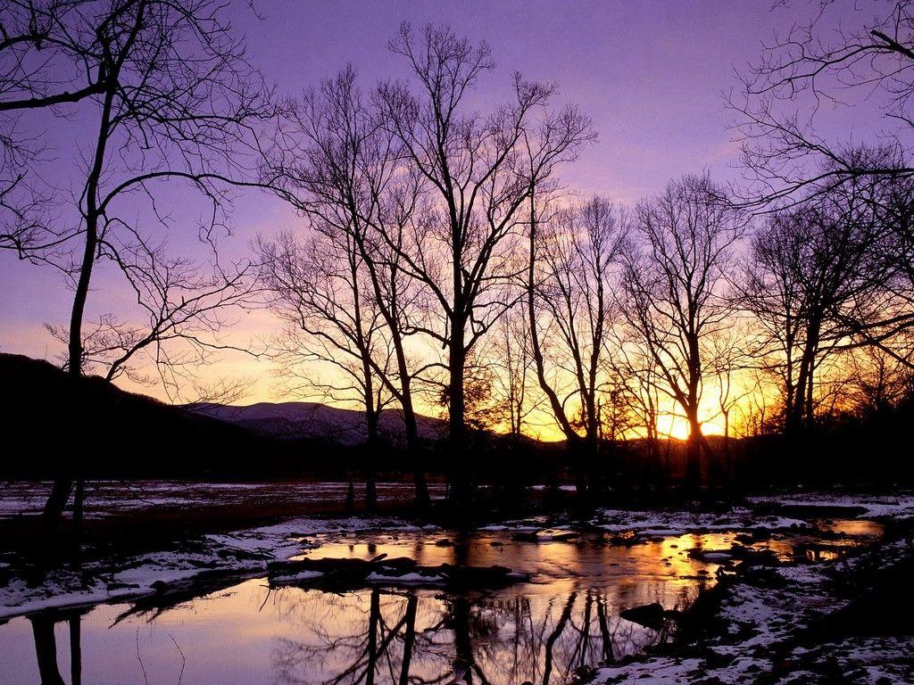 Winter Sunset, Cades Cove, Great Smoky Mountains. Winter