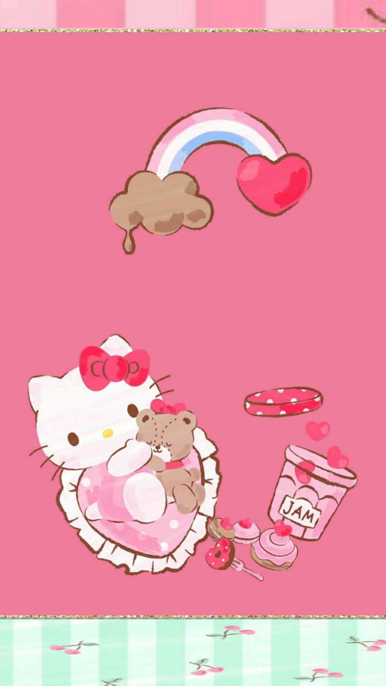 iPhone Wall: Valentine's Day tjn. Hello kitty wallpaper, Hello kitty picture, Hello kitty wallpaper free