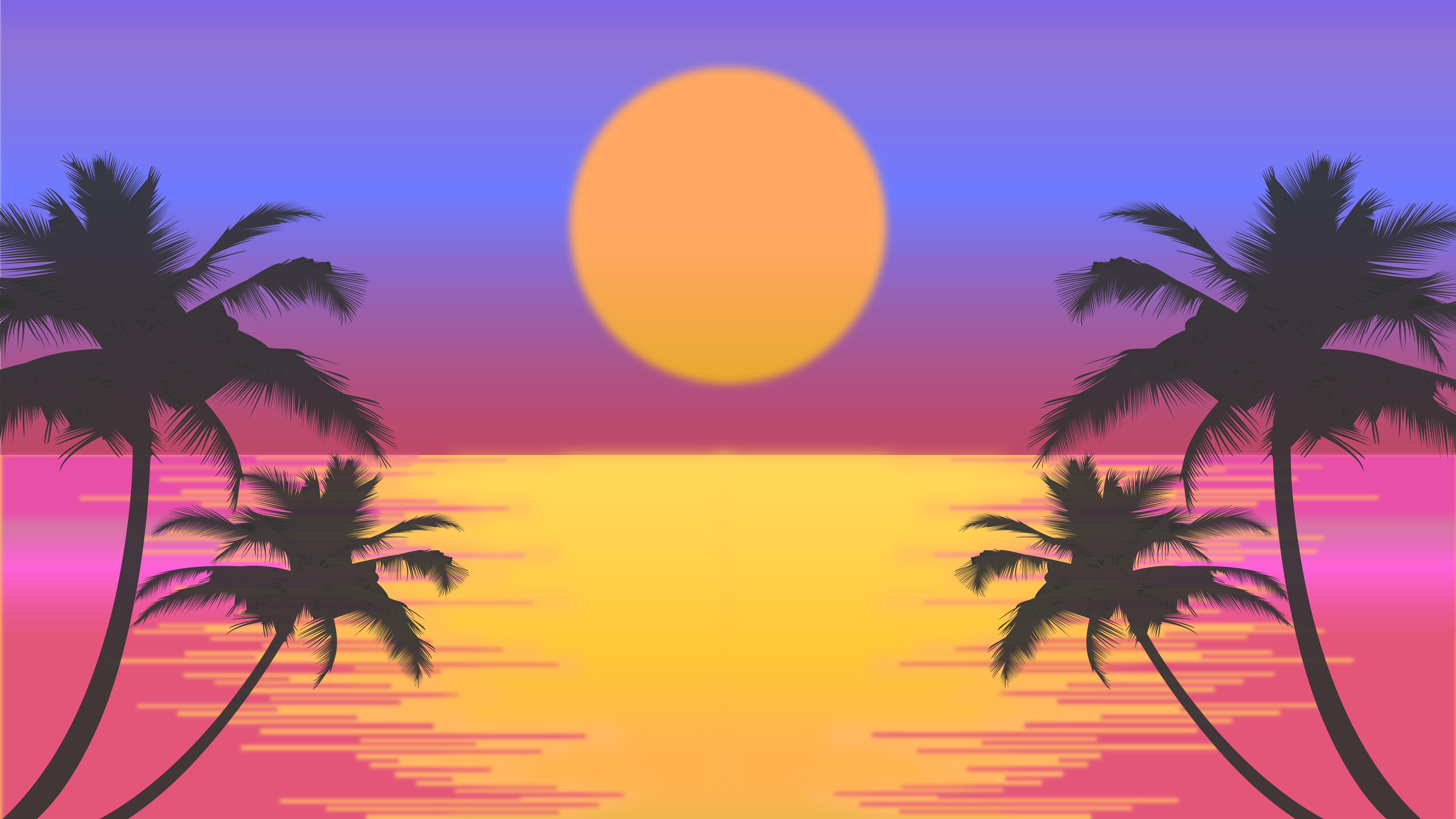 Retro Sunset Reflection on Water 8k Ultra HD Wallpapers