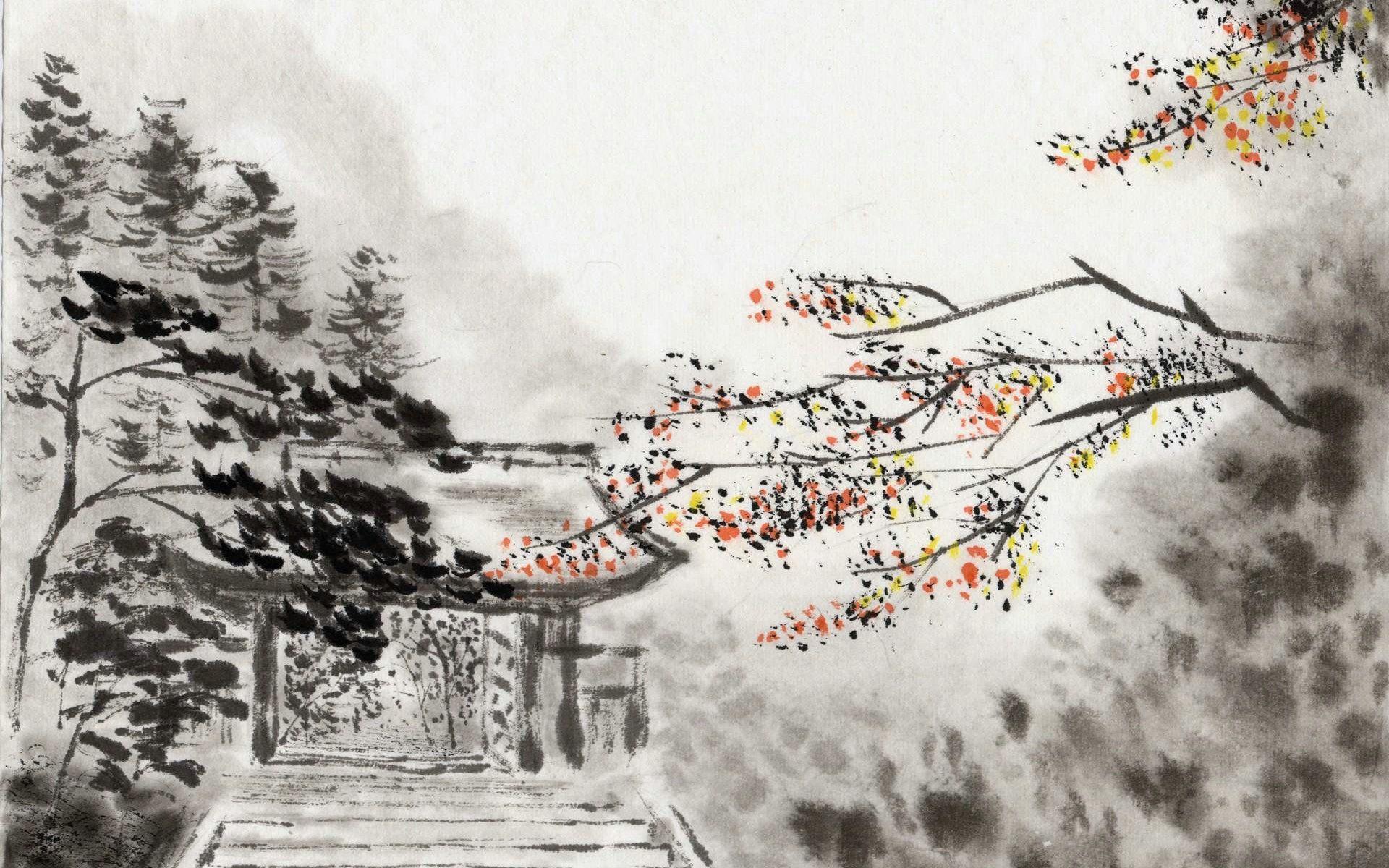 Best Chinese Style Ink Painting Landscape HD Wallpaper