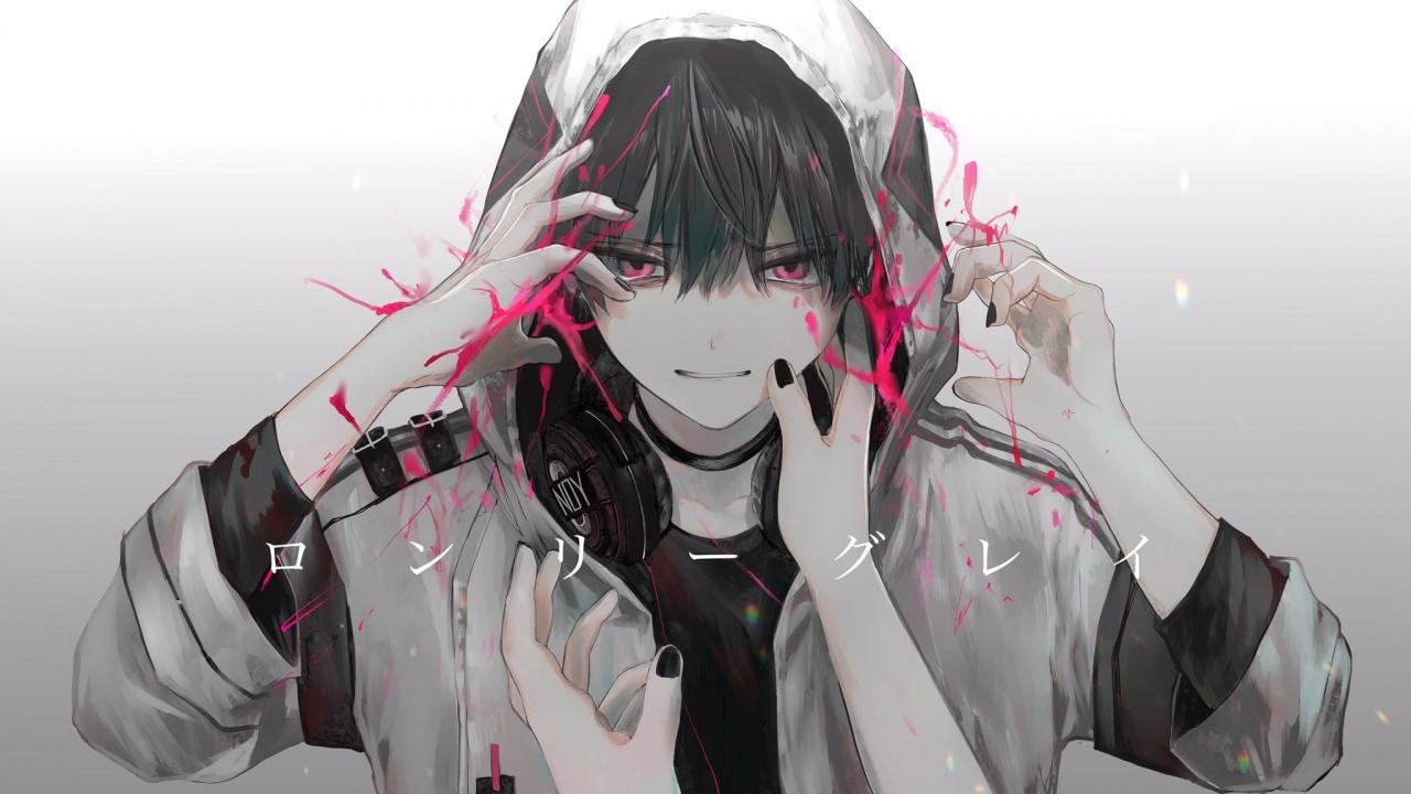 Download 1280x720 Cool Anime Boy, Hoodie, Headphones, Hands