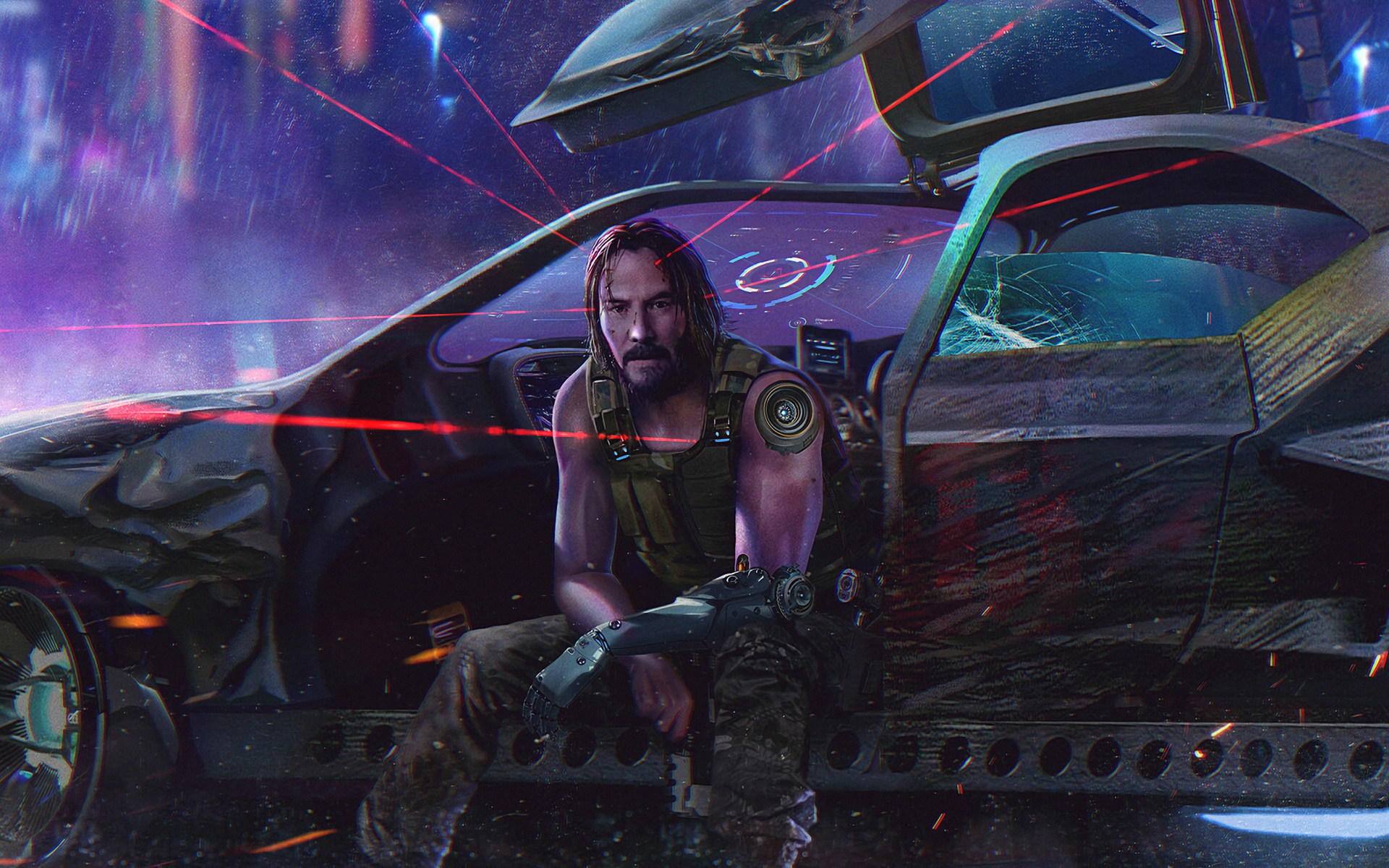 Download 1920x1200 wallpaper cyberpunk 2077, keanu reeves