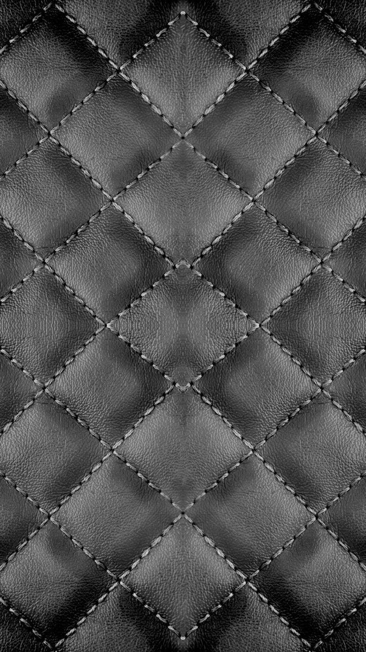 Checker Stitches Black Leather texture background. iPhone