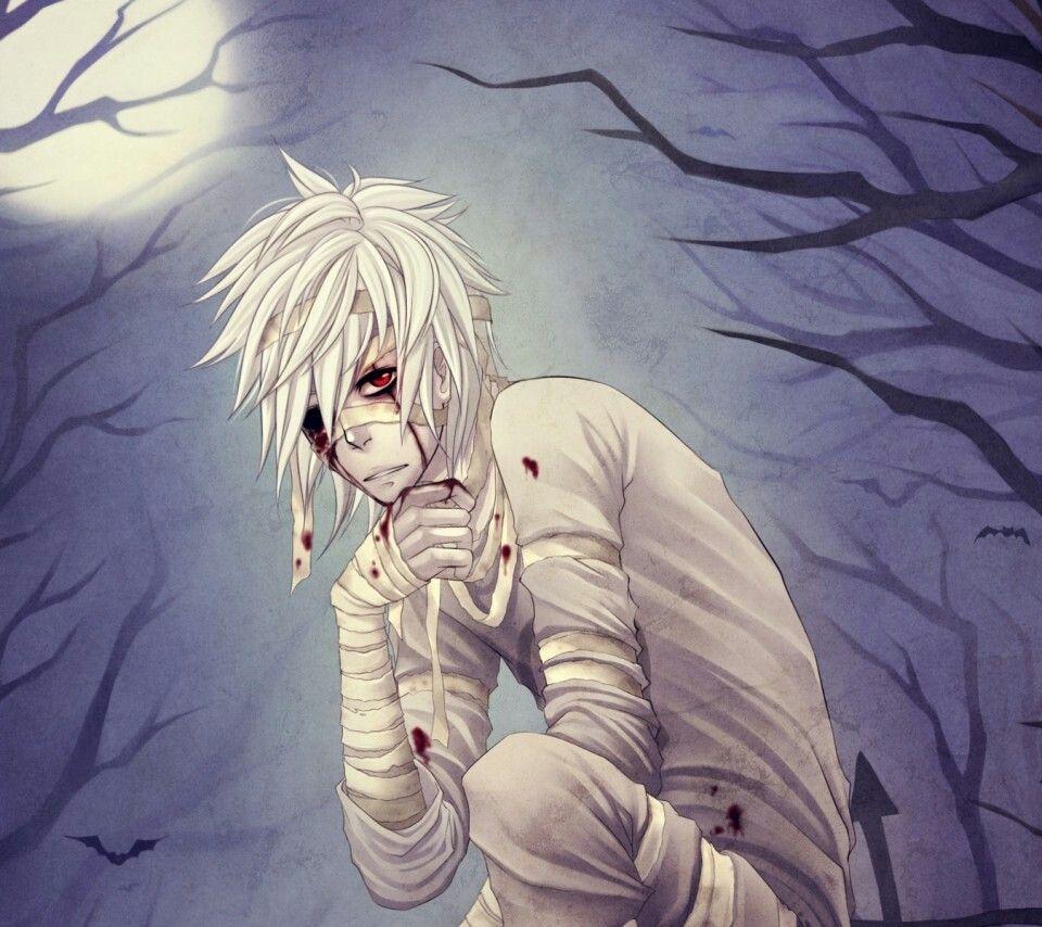 manga boy with white hair #bandaged #blood. Anime, Blood
