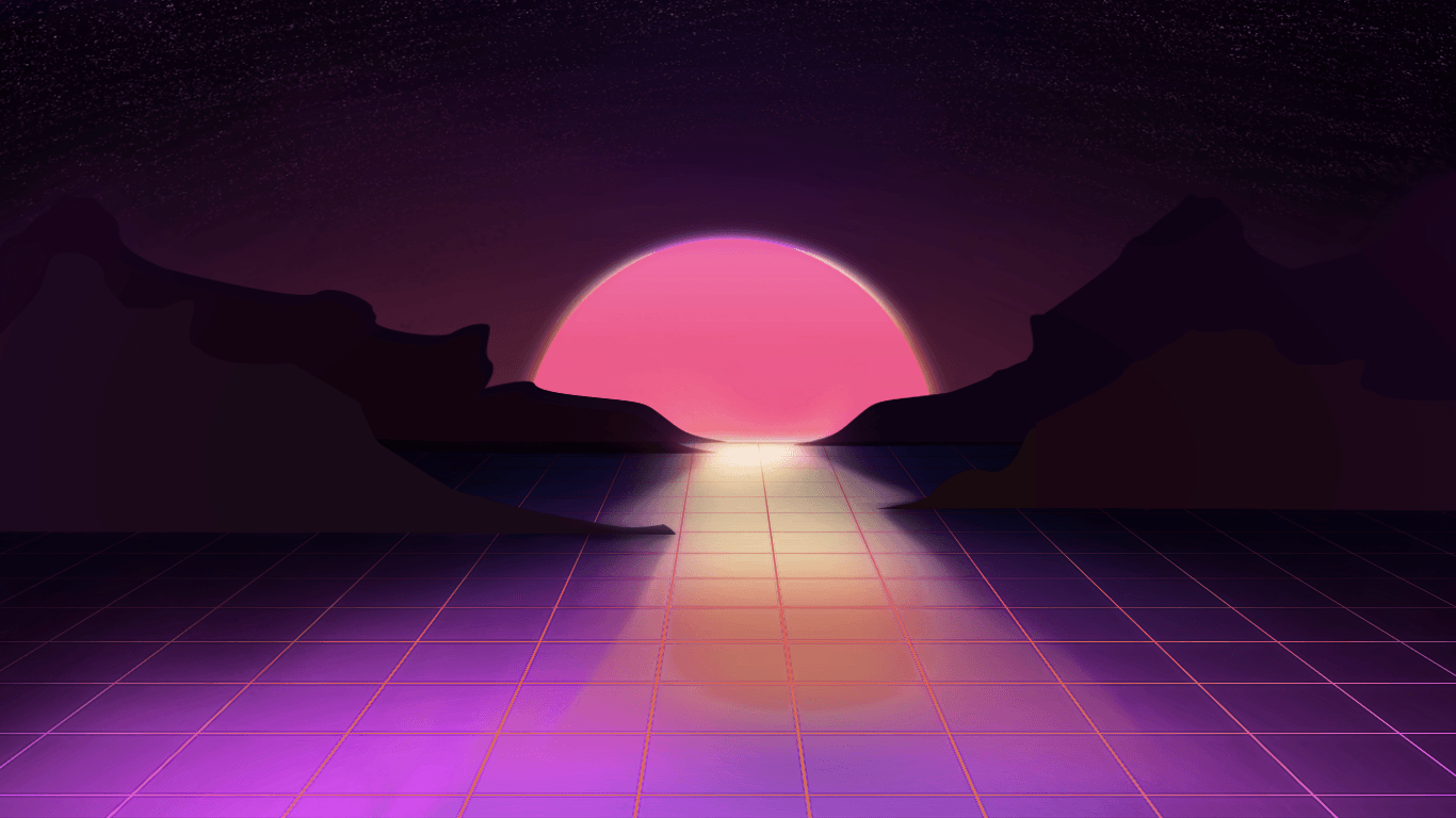 Vaporwave sunset PSD [1366x768]