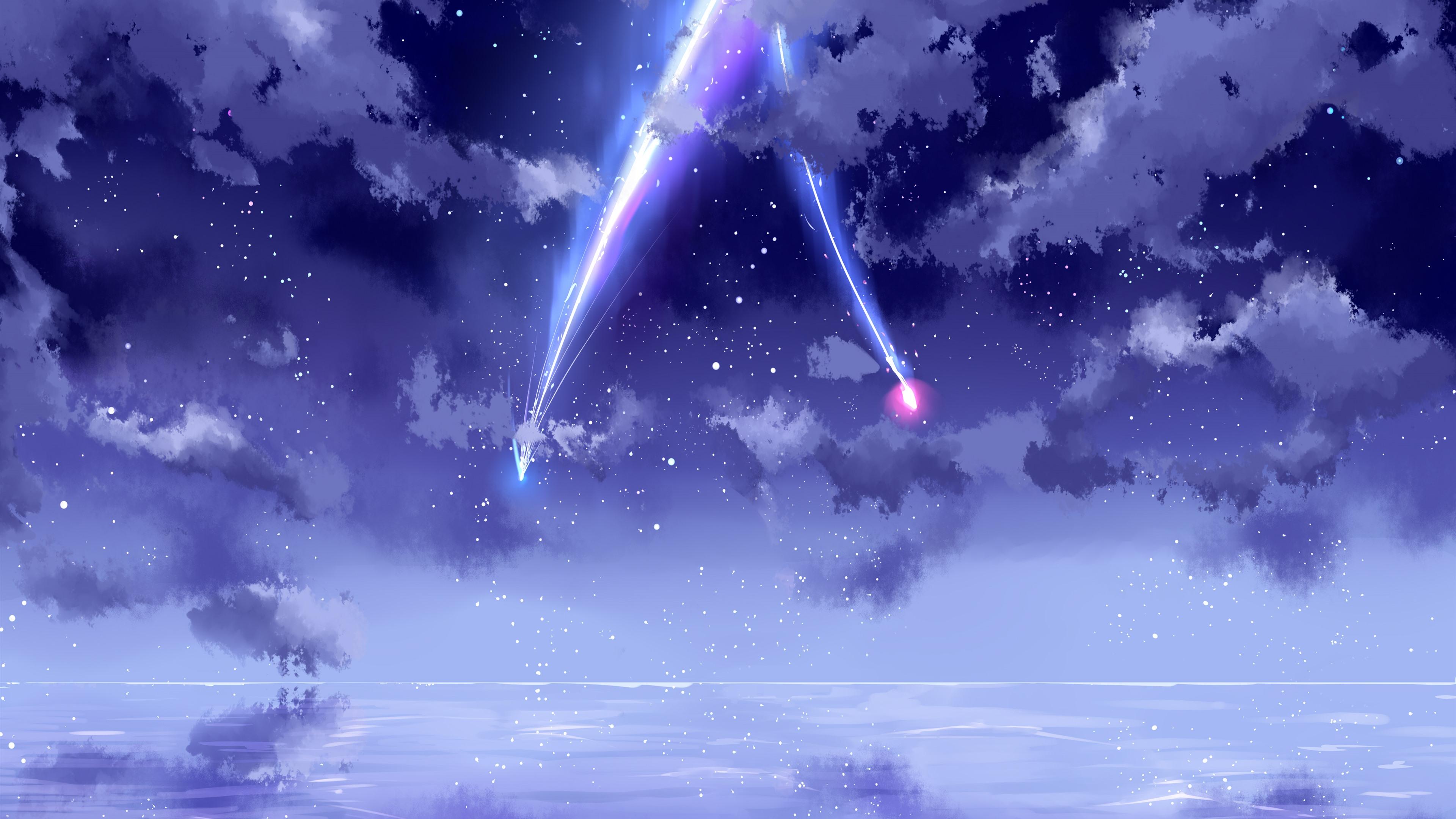 Wallpapers Your Name, beautiful sky, meteor, anime 3840x2160 UHD 4K